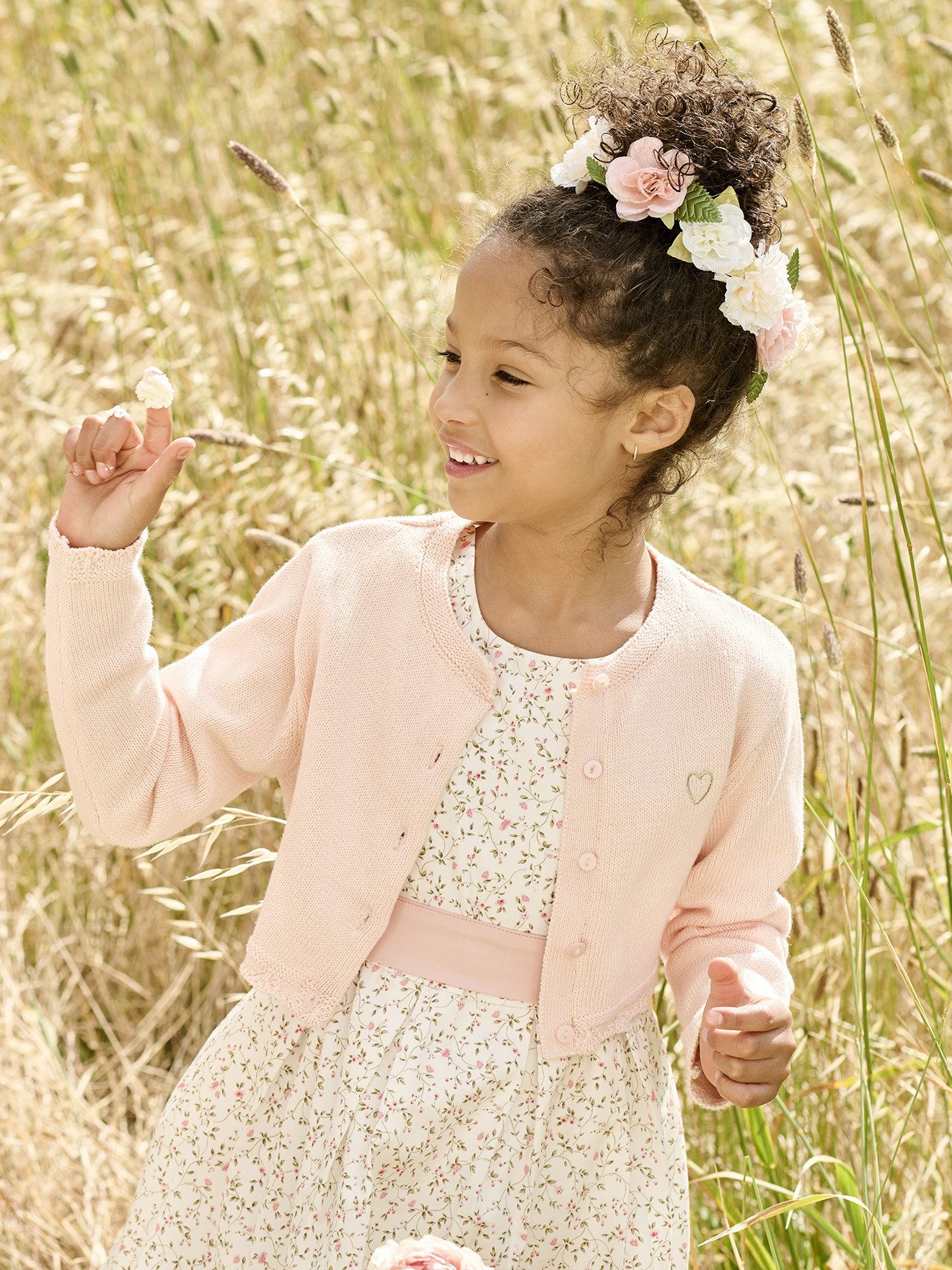vertbaudet Strickjacke Festlicher Mädchen Bolero Lochmuster – Bild 4 von 5