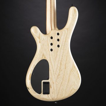 FAME E-Bass, E-Bass, Bass Gitarre mit 4 Saiten und Esche Korpus, Bass mit 2 aktiven Single Coils und aktiver 2-Band Klangregelung, Baphomet II 4 Natural Ash, E-Bass, 4-Saiten Bass Gitarre, Aktive Single Coils