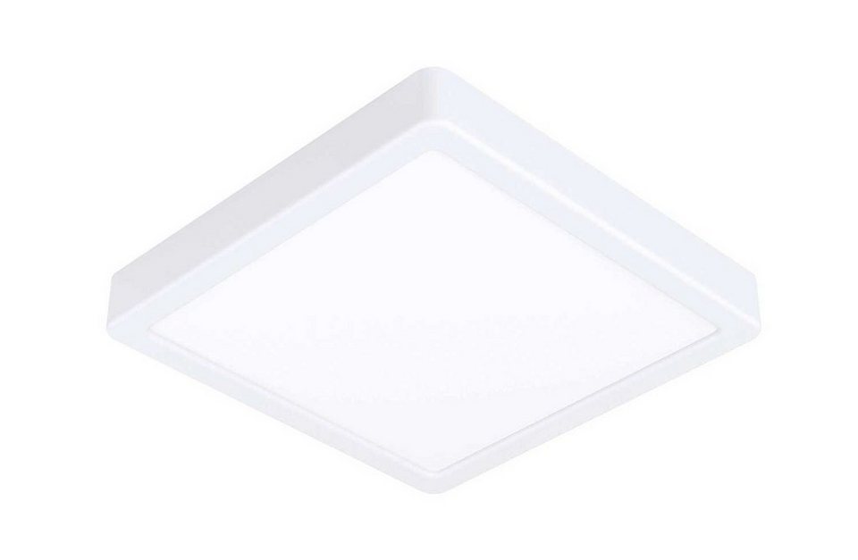 EGLO LED Deckenleuchte FUEVA, 1-flammig, 21 x 21 cm, Weiß, Stahl, LED fest  integriert, Warmweiß, Kunststoffschirm, LED Deckenlampe