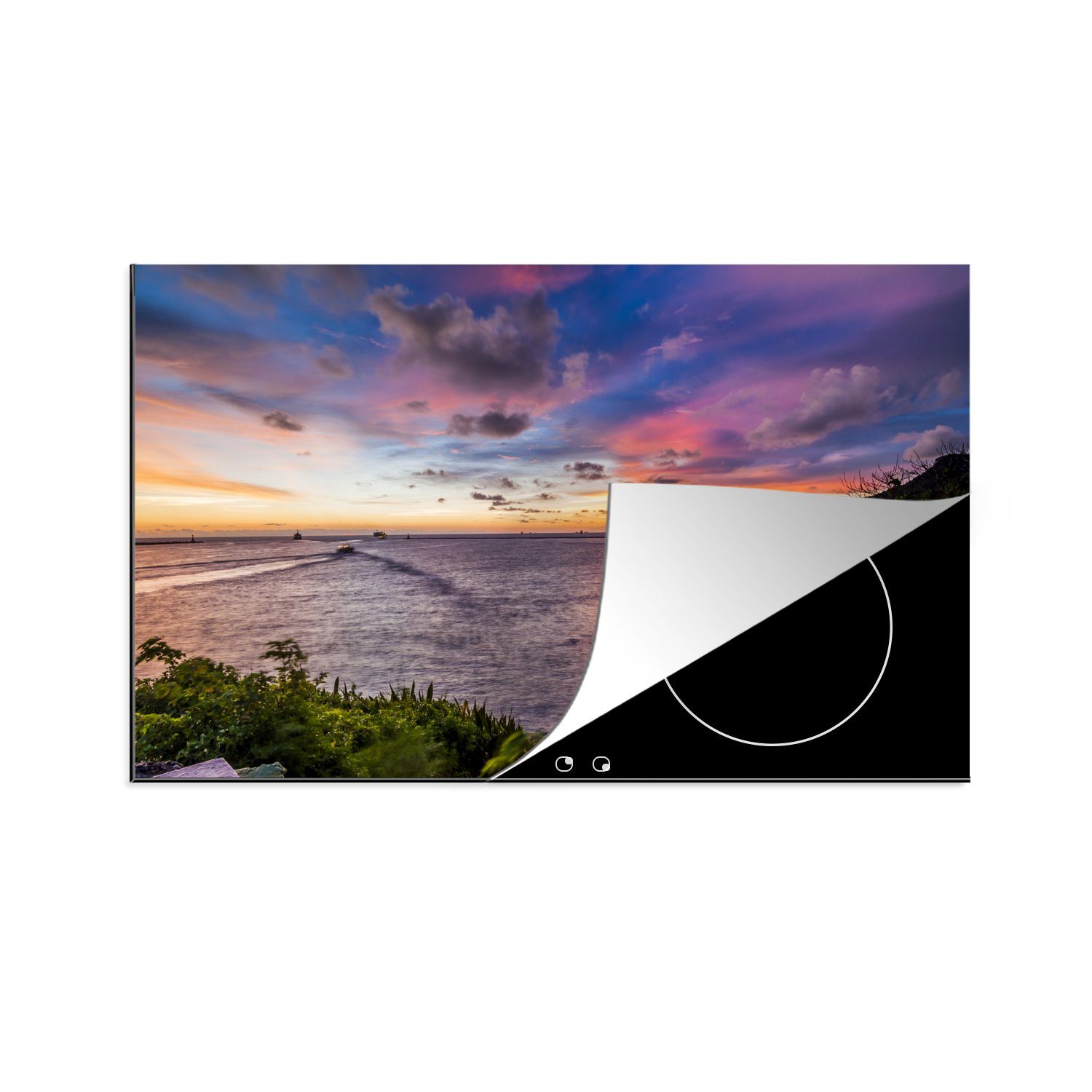 MuchoWow Herdblende-/Abdeckplatte Sonnenuntergang in 81x52 cm, Ceranfeldabdeckung Vinyl, für die (1 Induktionskochfeld Kaohsiong, küche, Schutz tlg)
