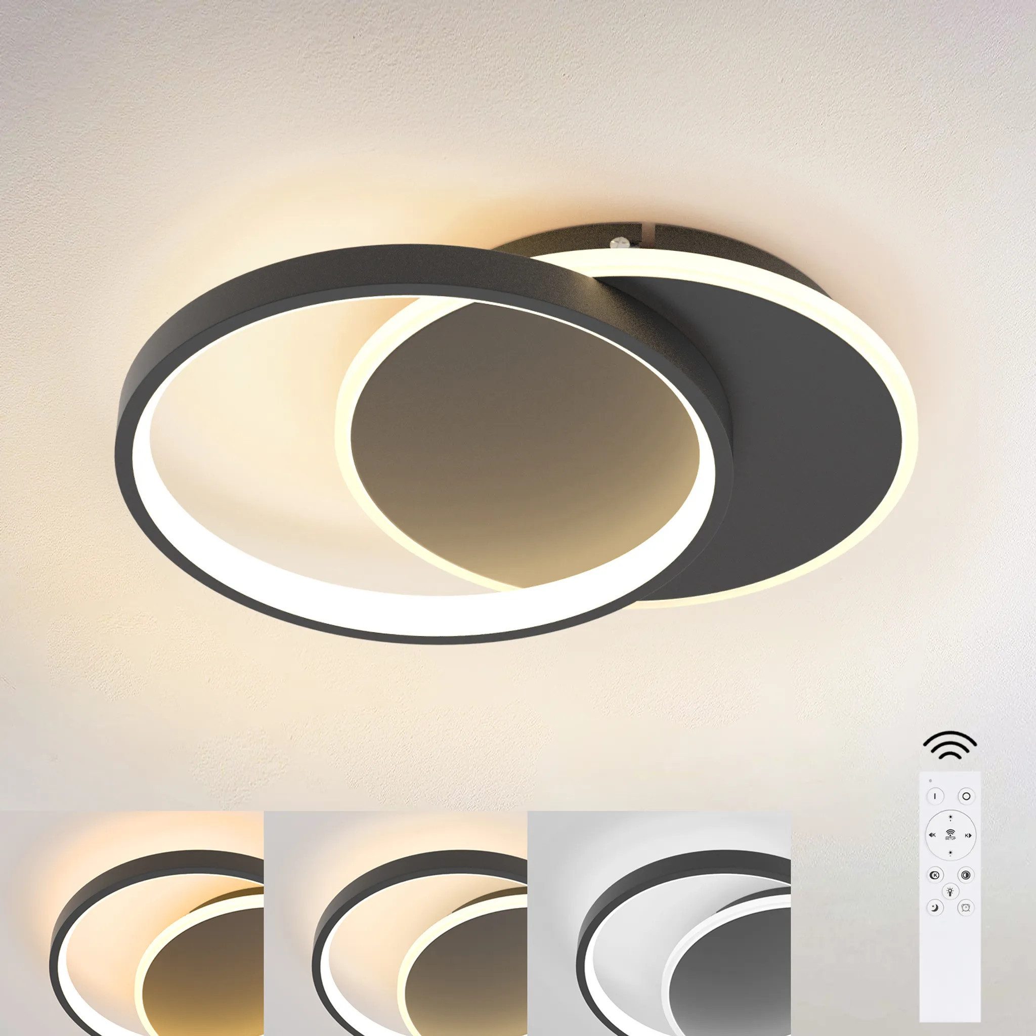 Nettlife LED Deckenleuchte Schlafzimmer Flach Schwarz günstig online kaufen