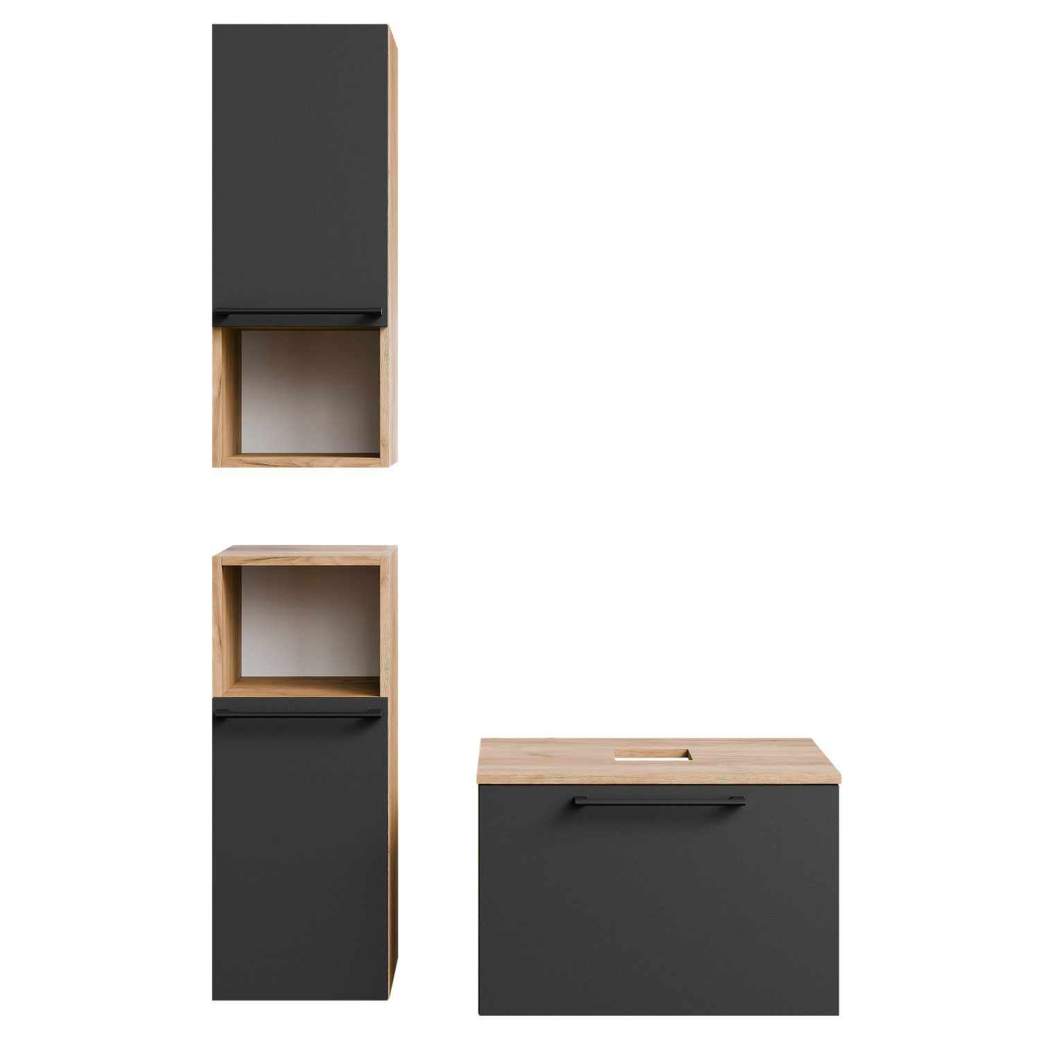 Planetmöbel Badmöbel-Set Astra, (Waschbeckenunterschrank, 3-St., Badmöbel Set), Badezimmer Мебель im modernen Design