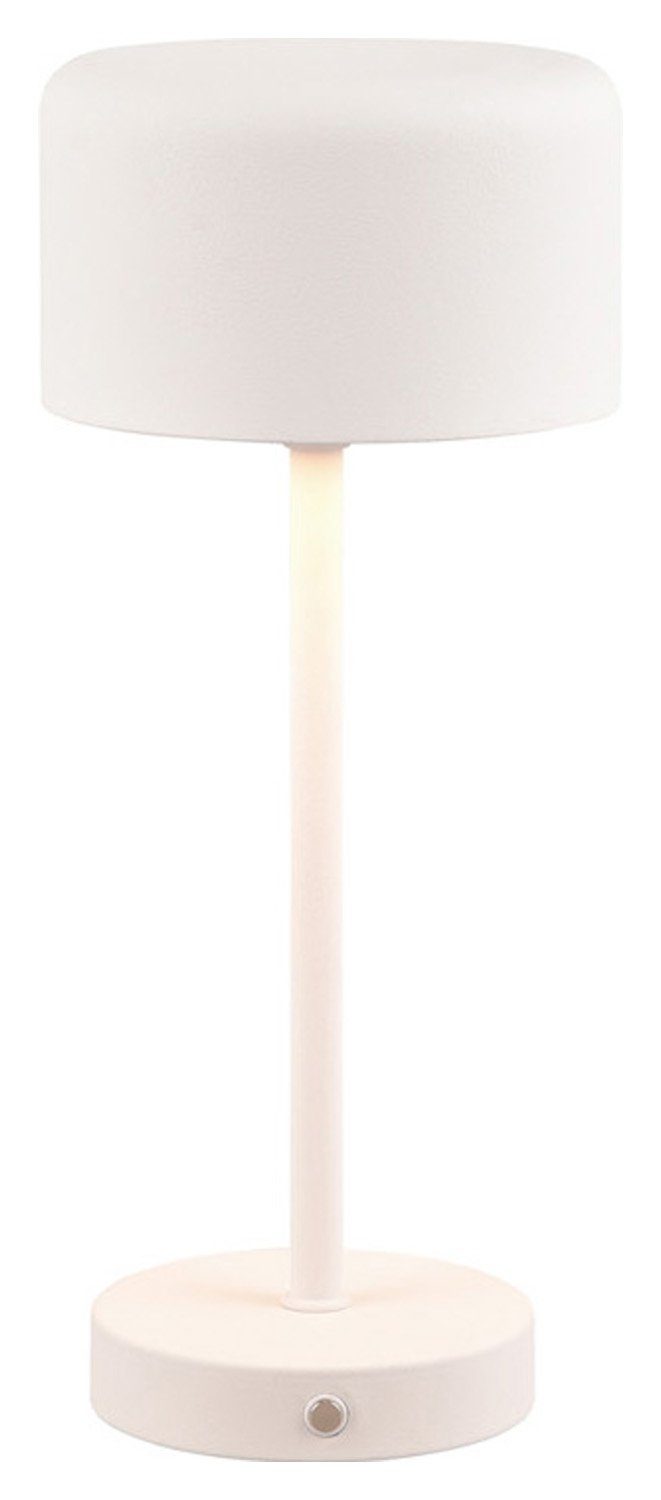 Reality Leuchten LED Tischleuchte H integriert, Touchsensor Akkubetrieben, USB-Port, Kunststoff, Dimmfunktion, fest JEFF, 30 4-stufiger Warmweiß, 1-flammig, LED cm, Weiß
