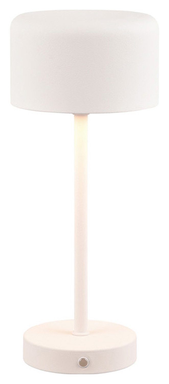 Reality Leuchten LED Tischleuchte JEFF, 1-flammig, H 30 cm, Weiß, Kunststoff, Akkubetrieben, Dimmfunktion, USB-Port, LED fest integriert, Warmweiß, 4-stufiger Touchsensor