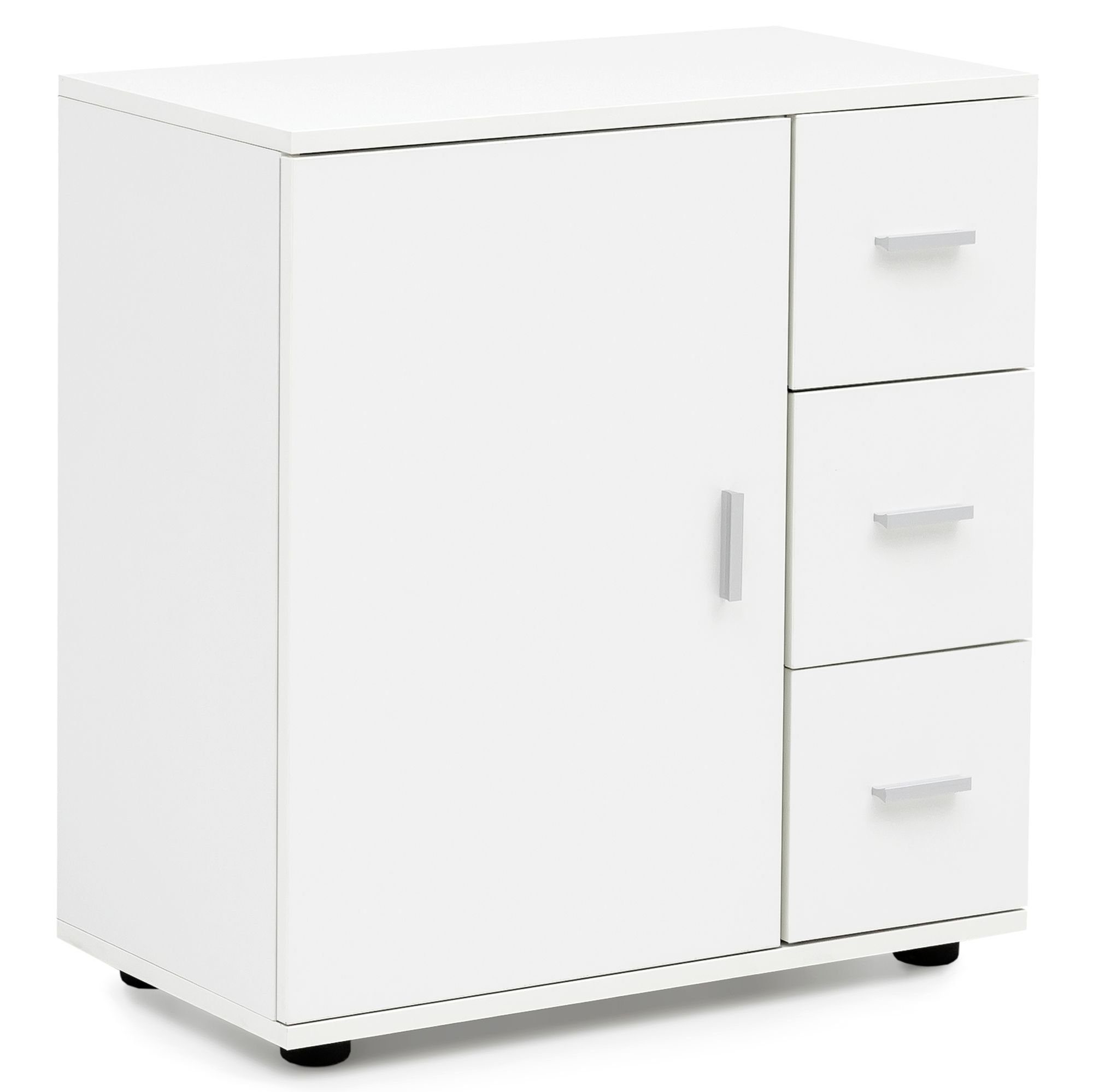 möbelando Beistellschrank Badschrank WL5.877 Weiß 60x65,5x33 cm Midi-Schran günstig online kaufen