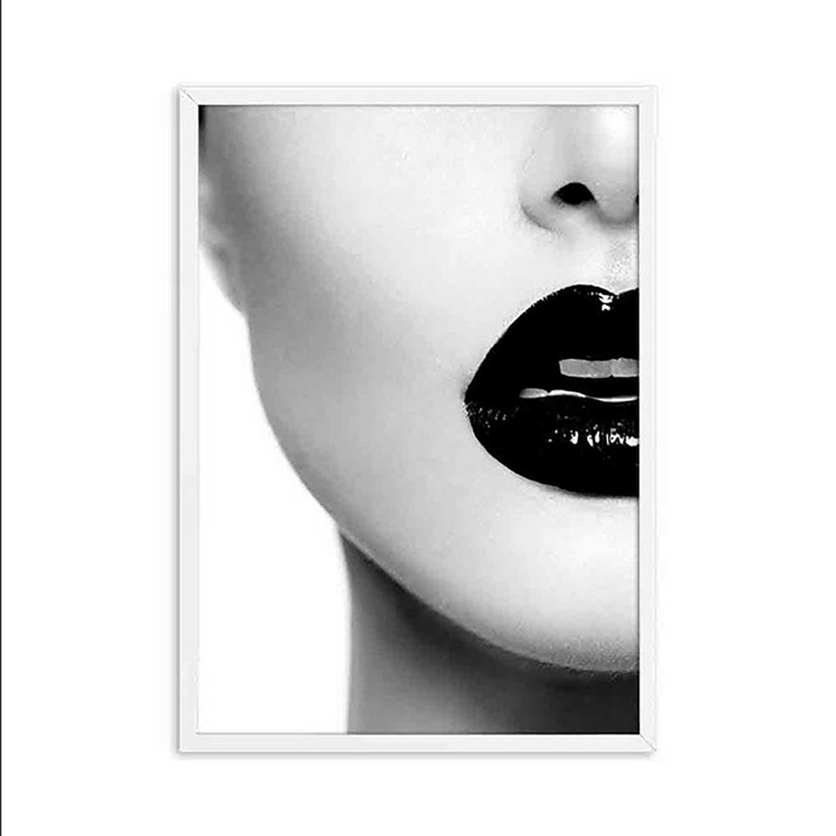 TPFLiving Kunstdruck (OHNE RAHMEN) Poster - Leinwand - Wandbild, Frau mit  schwarzen Lippen und Fingernägeln - (Leinwand Wohnzimmer, Leinwand Bilder,  Kunstdruck), Farben: schwarz, weiß - Größe: 10x15cm