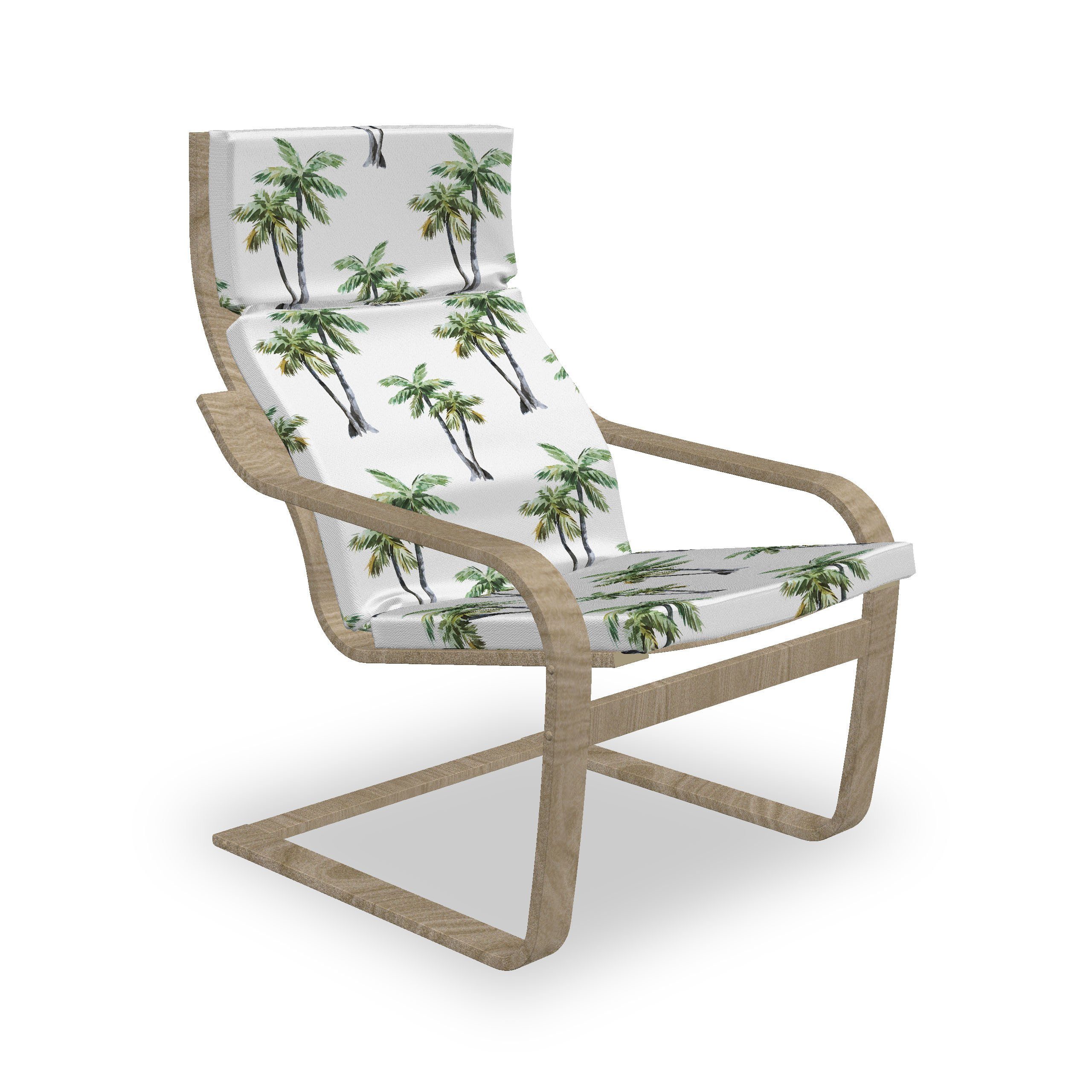 Abakuhaus Stuhlkissen Sitzkissen mit Stuhlkissen mit Hakenschlaufe und Reißverschluss, Palme Aquarell-Bäume Kunst
