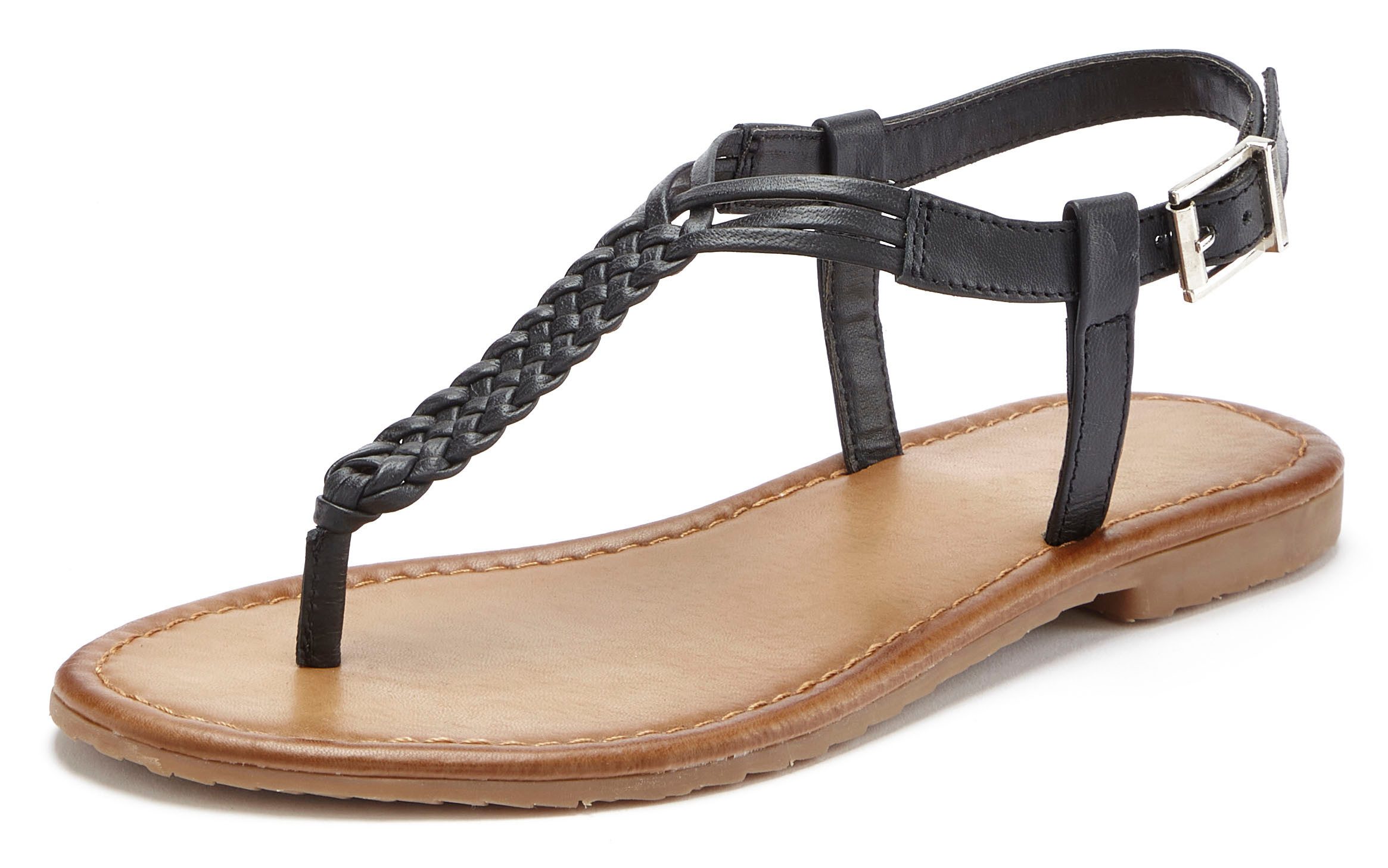 Vivance Zehentrenner, Sandalette, Sommerschuh,Sandale aus Leder mit Flecht- günstig online kaufen