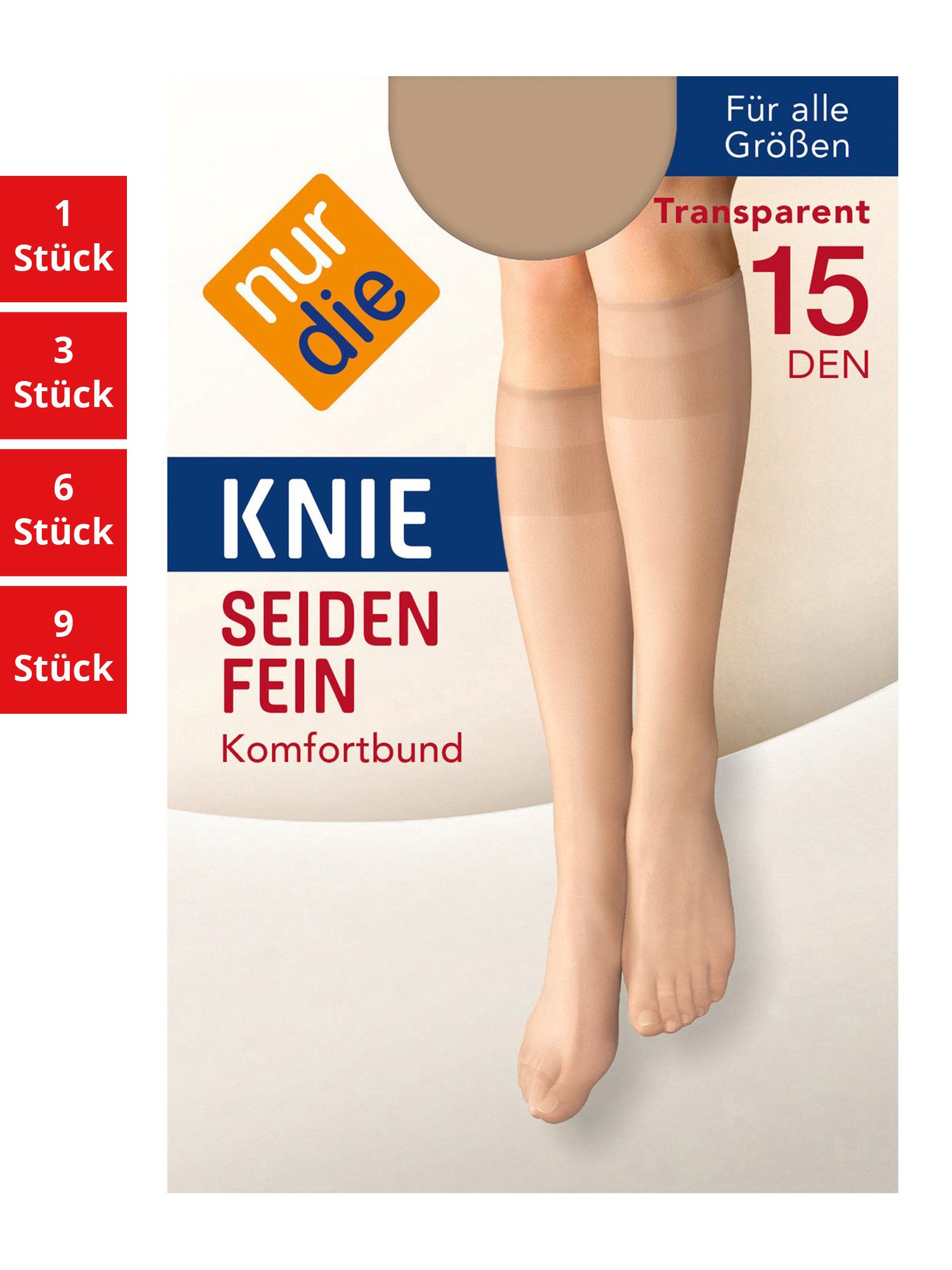 Nur Die Kniestrümpfe Seidenfein 15 DEN Damen (1er/3er/6er/9er Pack, 1-Paar) Knie-strümpfe thermo-socken overknee