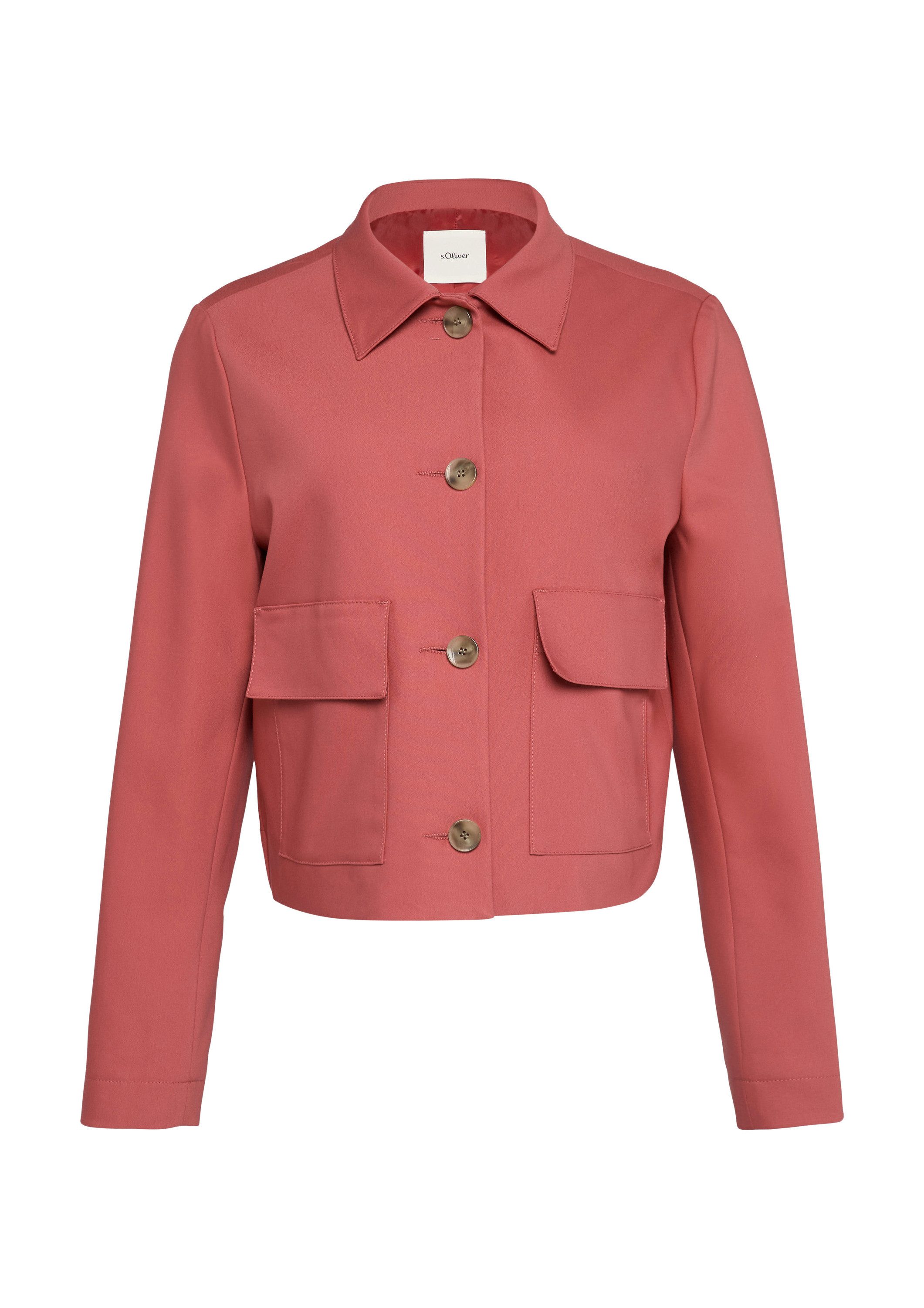 s.Oliver Funktionsjacke Indoor-Jacke Kurze Jacke aus Baumwollsatin mit aufgesetzten Taschen