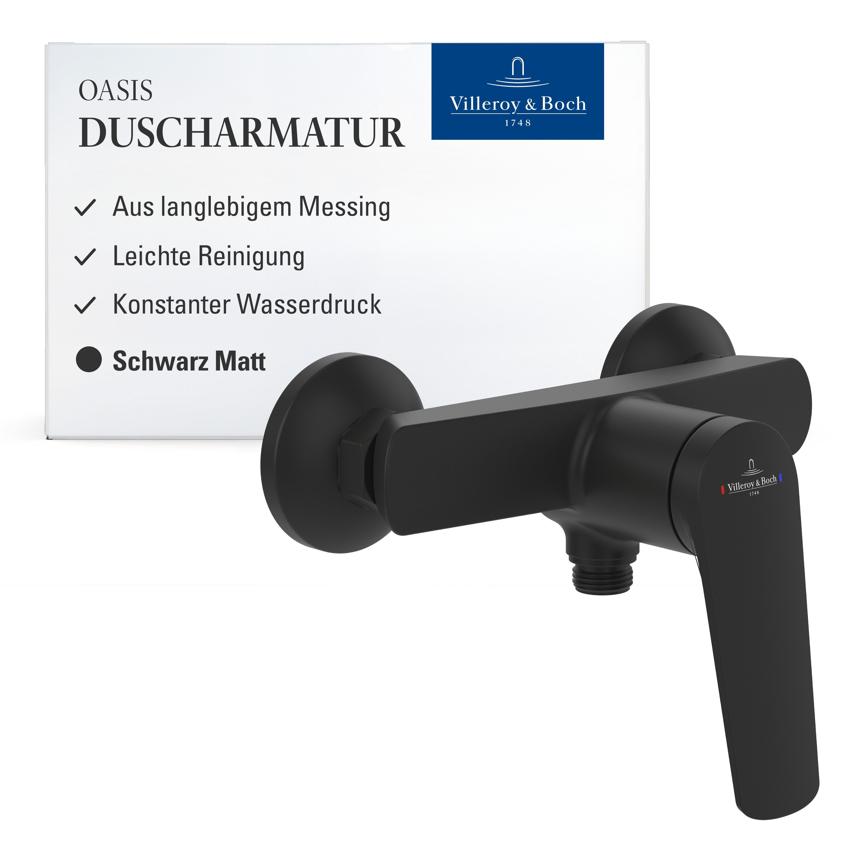 Villeroy & Boch Duscharmatur Oasis Mischbatterie Dusche mit Rückflussschutz und Keramikkartusche