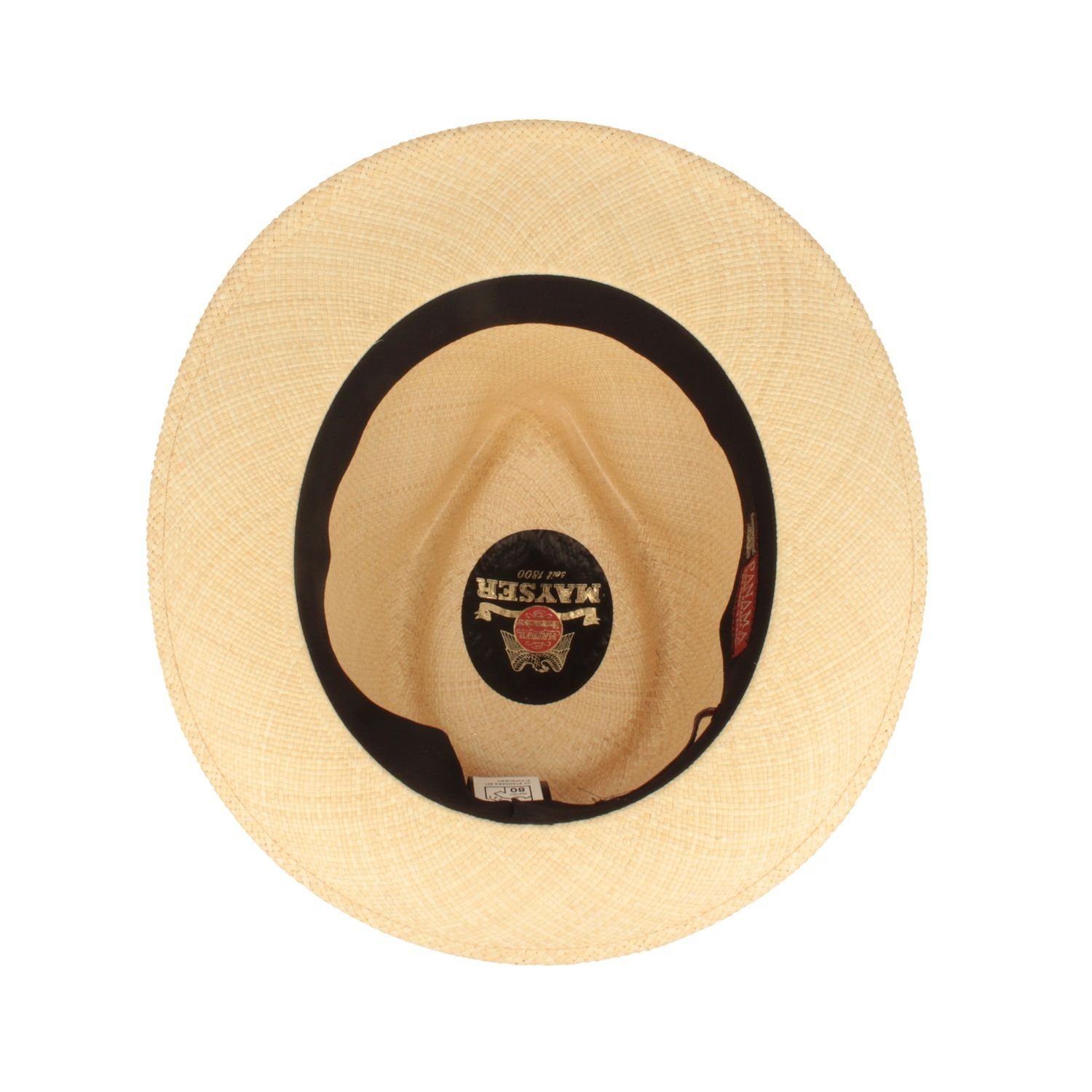 Mayser Strohhut wasserabweisender, hochwerigter UV-Schutz schwarz Panama Manuel natur/8001 Hut mit 80 0004