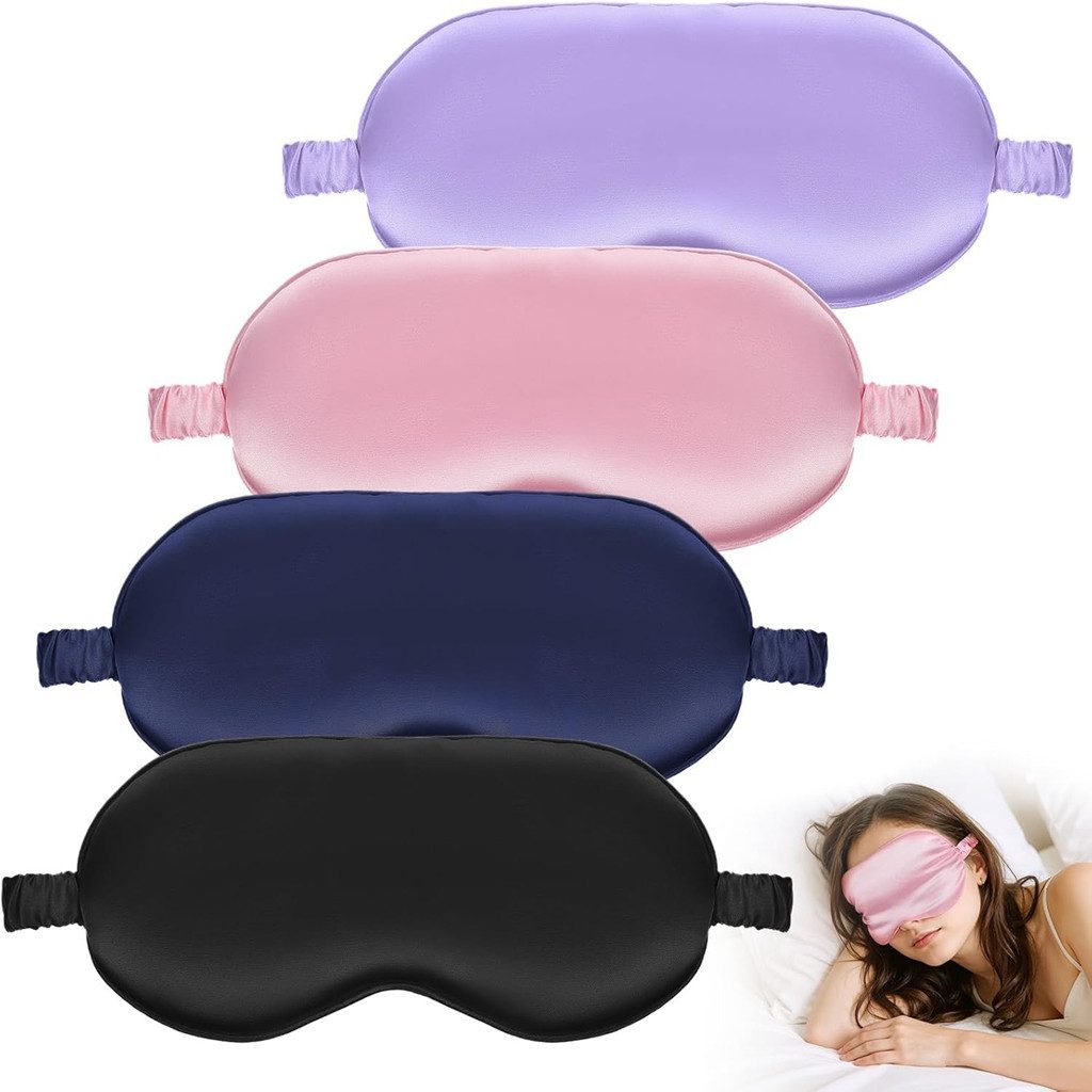 VEKROBOT Schlafmaske 4 Schlafmasken Seidenschlafmaske mit verstellbaren Schulterträgern, 1-tlg., Lichtundurchlässige atmungsaktive Schlafmaske