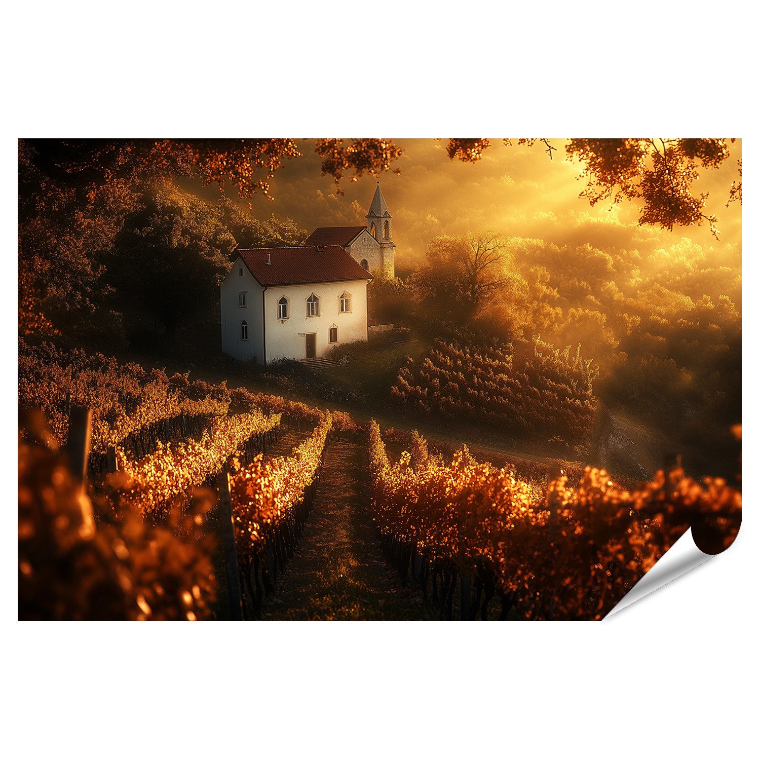 islandburner Poster, Sonnenuntergang in den goldenen Weinbergen