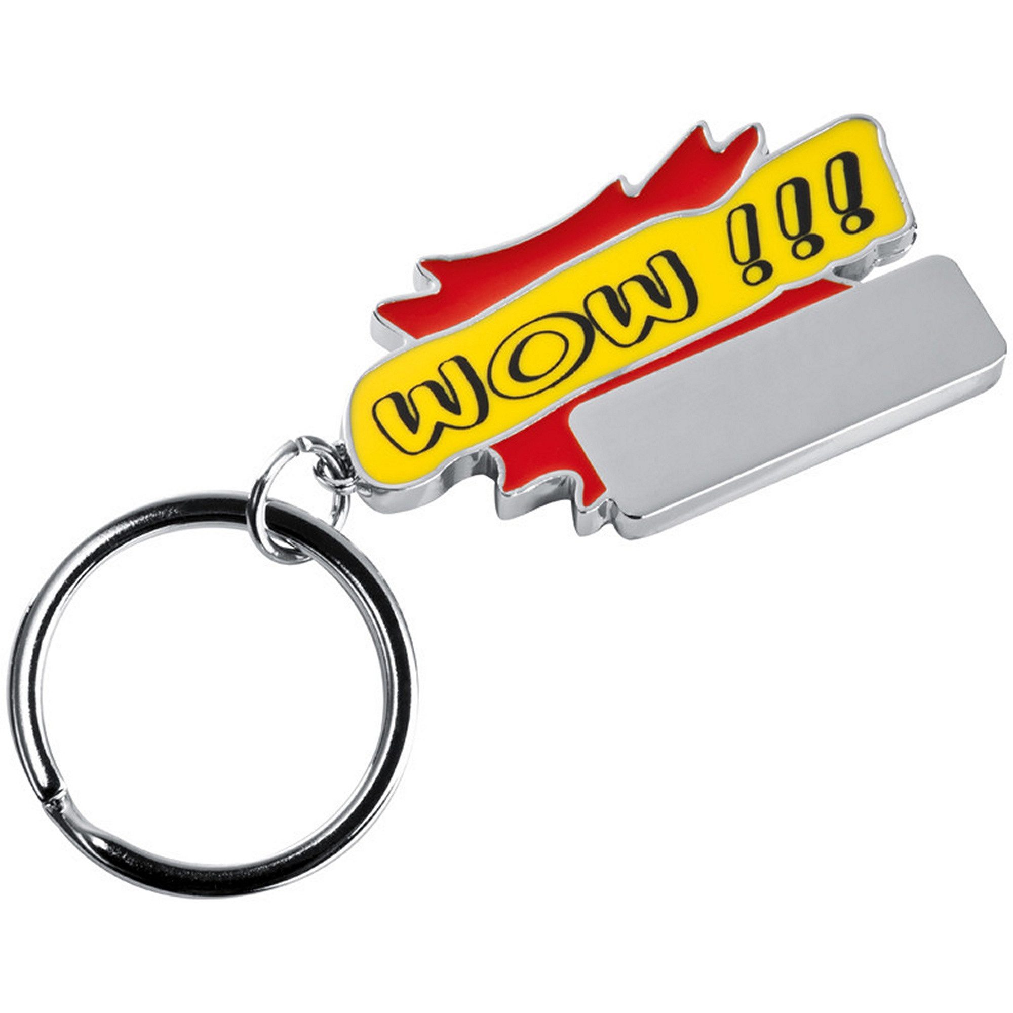 Livepac Office Schlüsselanhänger Metall Schlüsselanhänger "Wow!!!" / Farbe: rot