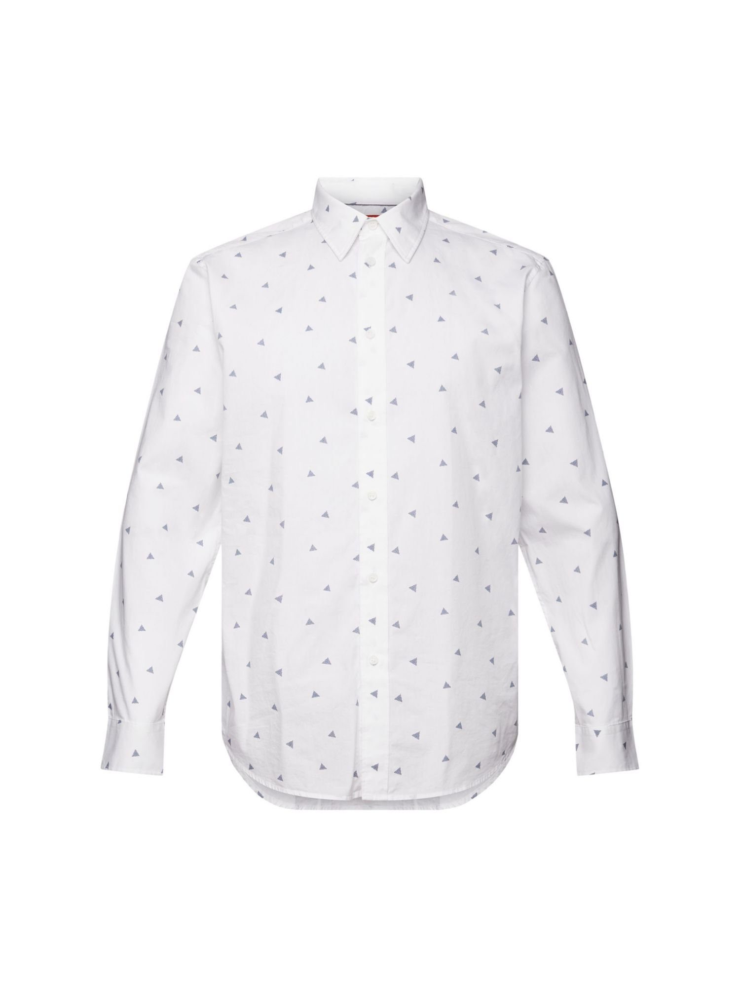 Esprit Langarmhemd Gemustertes Hemd, 100 % Baumwolle