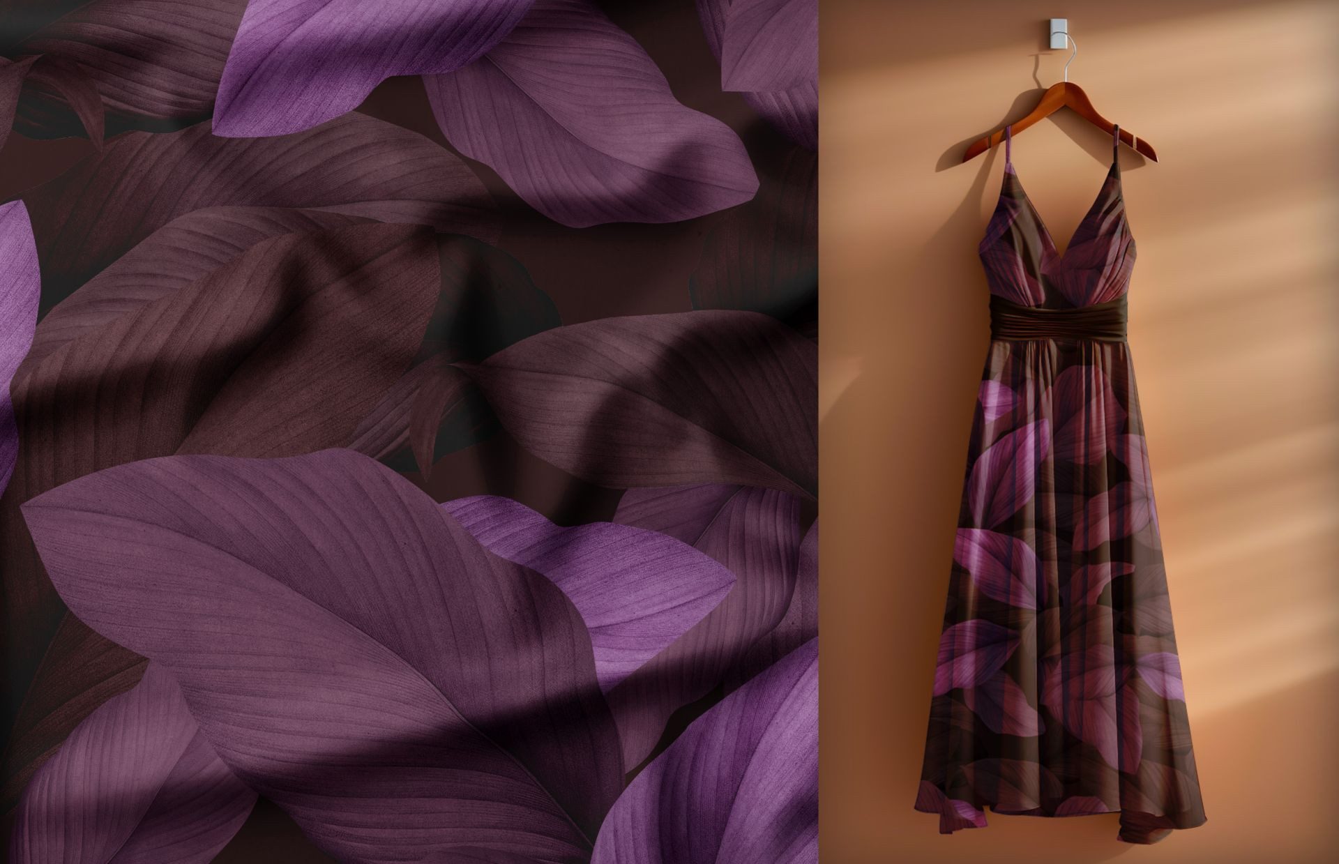 Leylas Welt Stoff Stoff Bambus French TerryLeonora Blätter 140 cm WB Eigenproduktion, Reaktivdruck