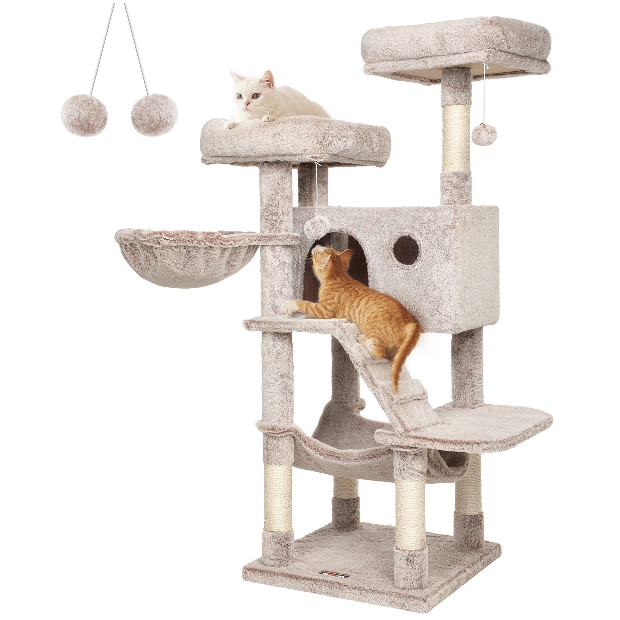 FEANDREA Kratzbaum Oberfläche aus 500 g/m² Plüsch, weichem Bezug, für große Katzen, 49x49x135cm