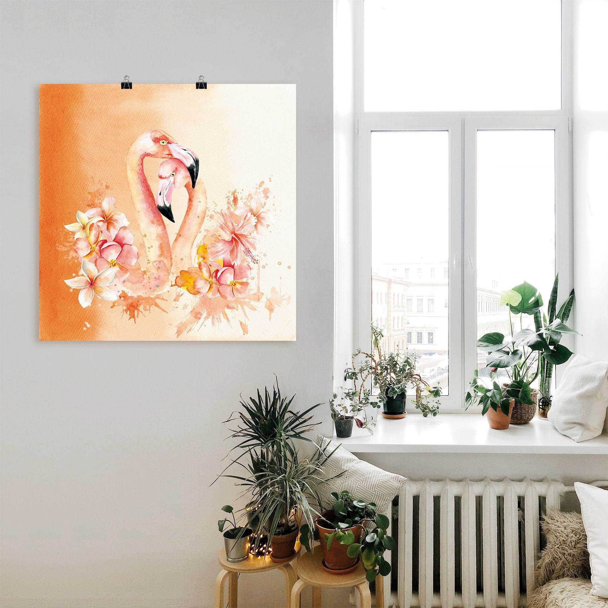 in Poster Wandaufkleber Vögel Flamingo Artland oder Orange (1 Illustration, St), Love- als Alubild, Wandbild in Größen versch. Leinwandbild,