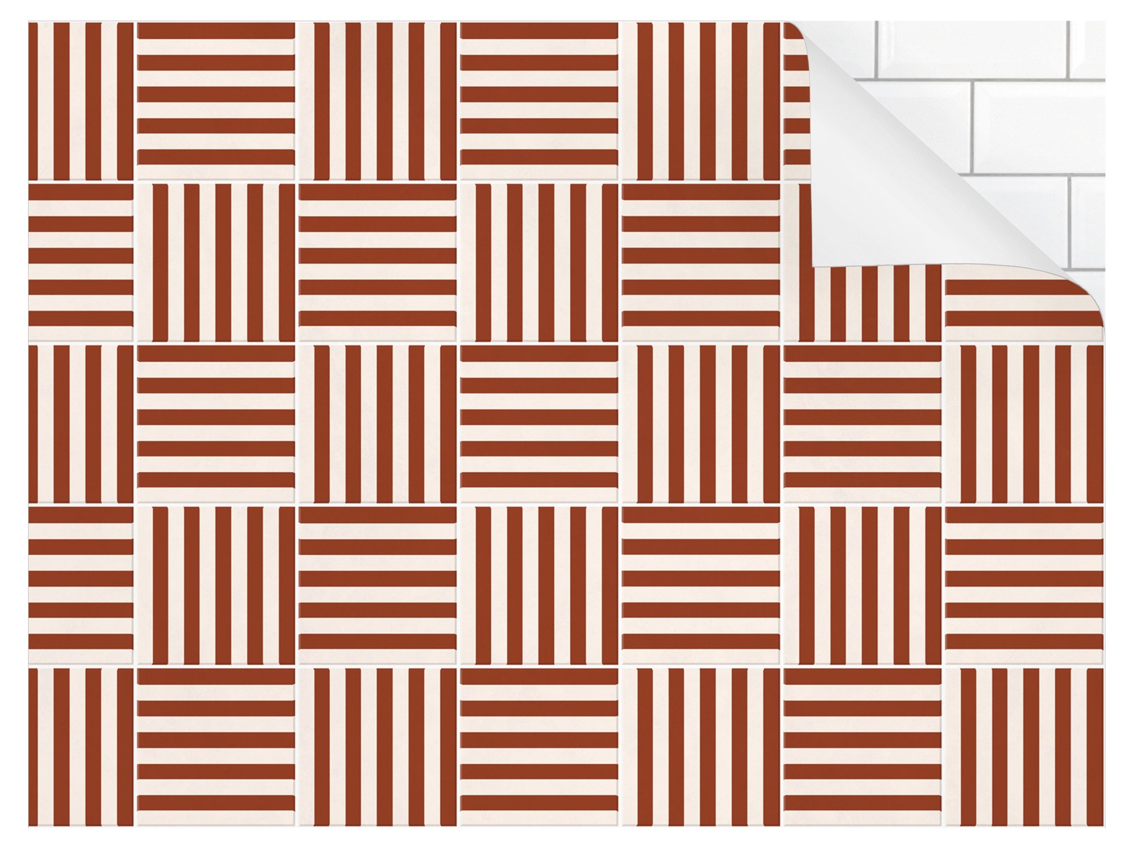 Bilderdepot24 Küchenrückwand selbstklebend rot Muster, (1-tlg., Nischenrückwand - für Fliesenspiegel ohne Bohren - glänzend), Nischenrückwand Fliesenoptik fugenlos Wandpaneel Küche Herd