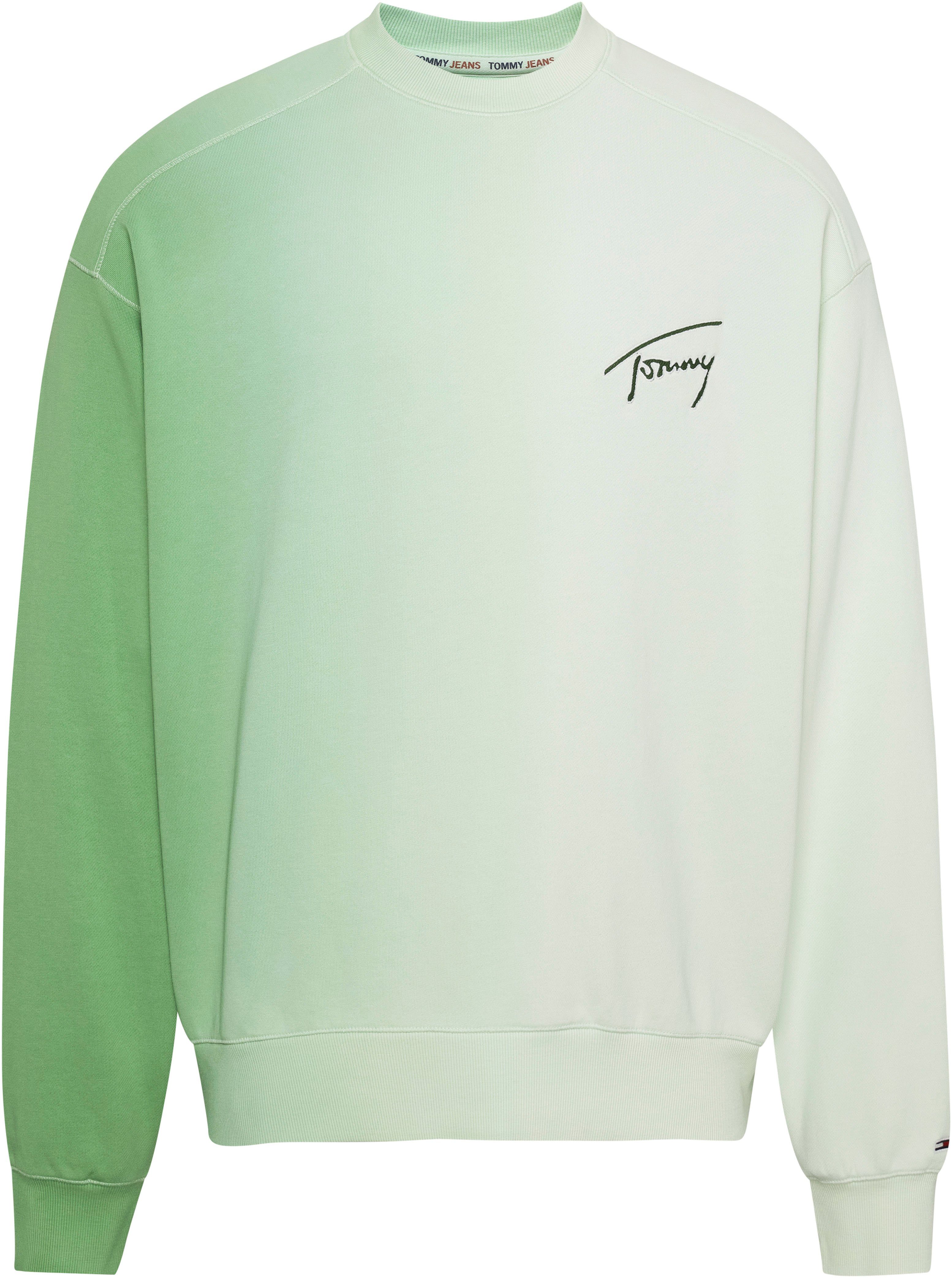 DIP Dip Tommy TJM Jeans Dye Sweatshirt CREW SIGNATURE BOXY Optik DYE in CoastalGreen/Multi