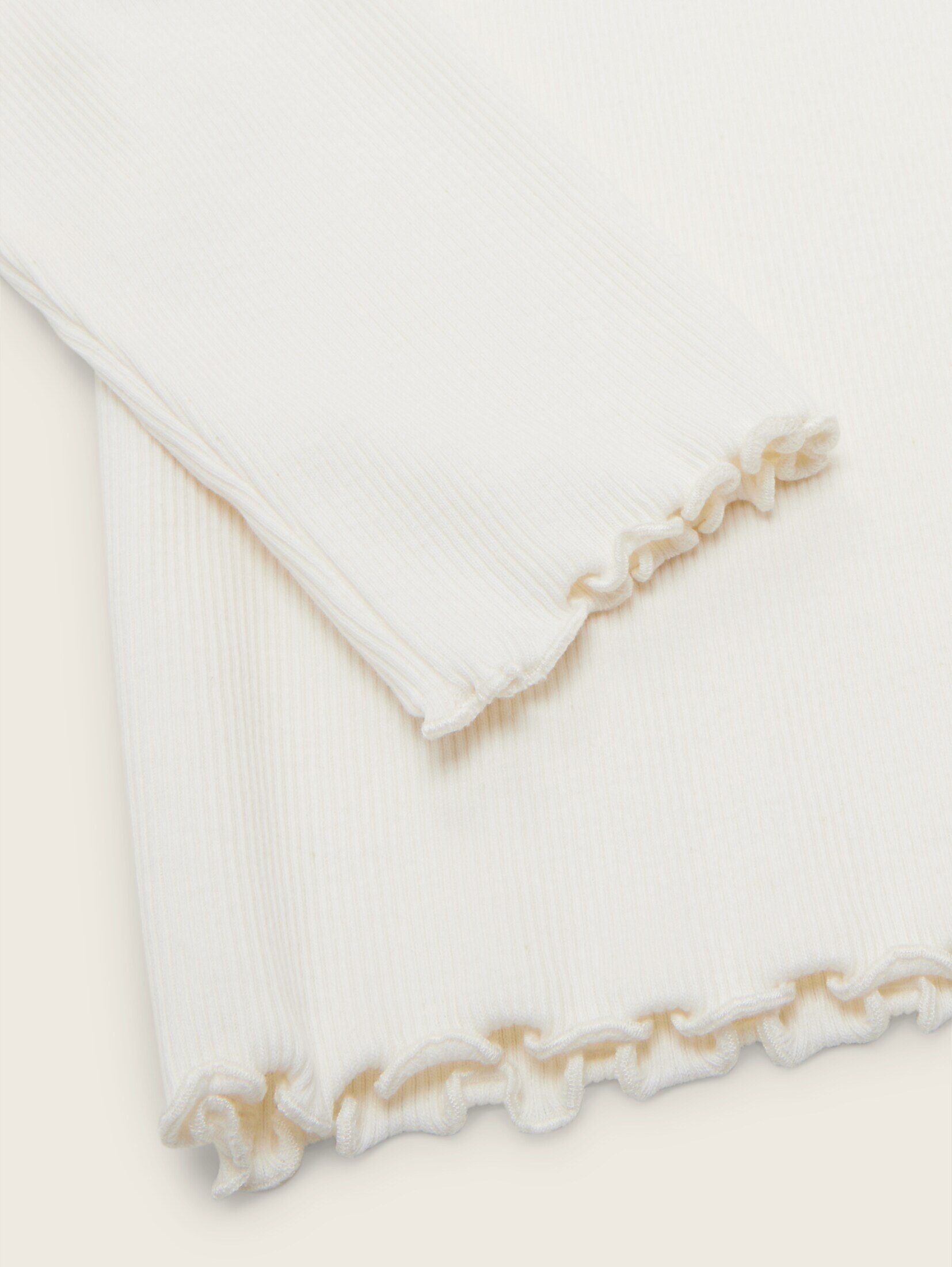 White Cropped Langarmshirt TAILOR T-Shirt Wool TOM
