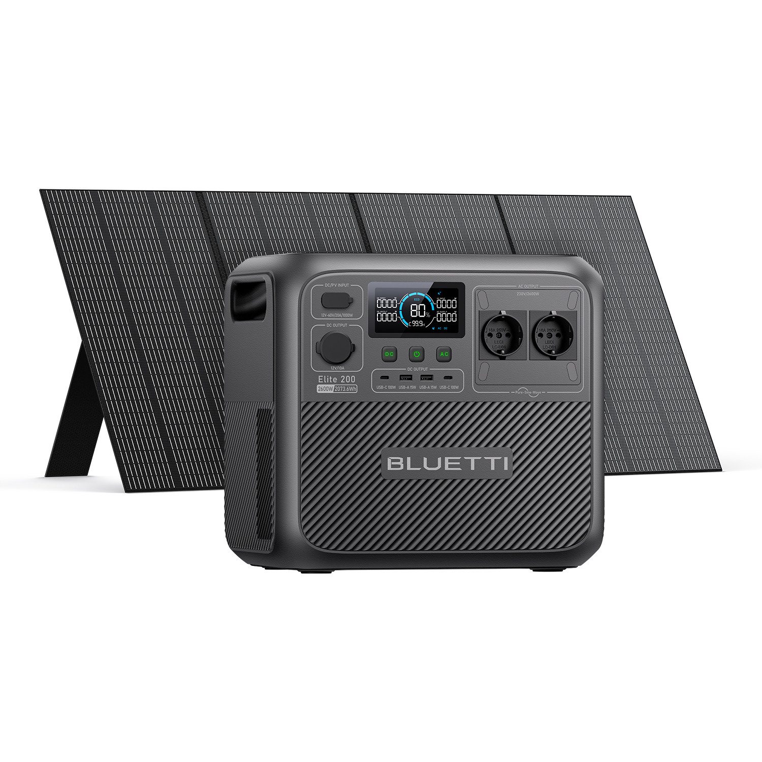 BLUETTI Stromerzeuger Elite 200 V2 2600W/ 2073,6Wh Tragbare PowerStation (2025 Neu), 2,6 in kW, (LiFePO4 Batterie-Backup mit 2 AC Ausgängen (3900W Power Lifting), 17 Jahre Lebensdauer, Solargenerator für Camping, Off-grid