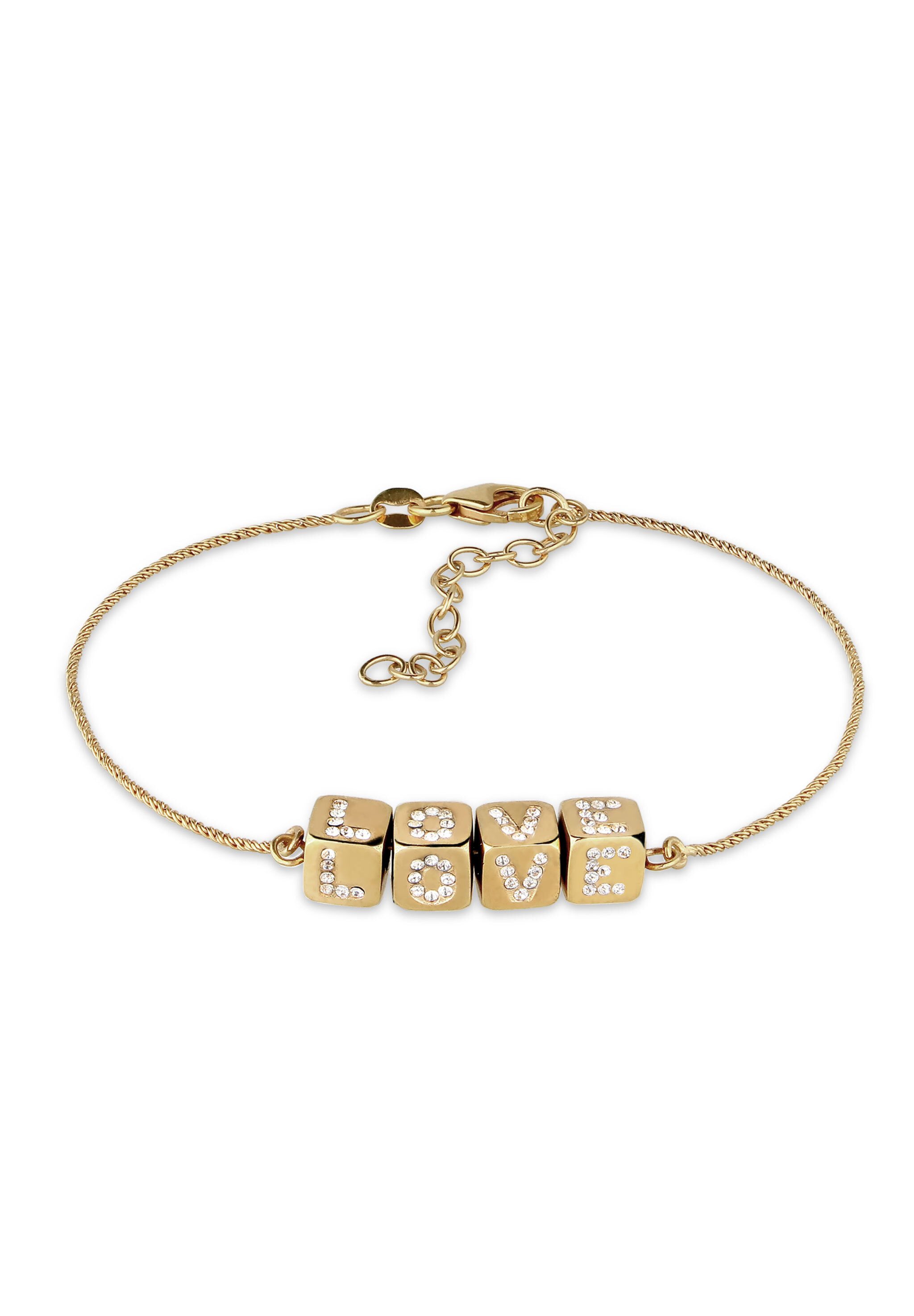 Elli Armband Love Lettering mit Kristallen von Swarovski® 925 Sterling Silber (kein Set, 1-tlg)
