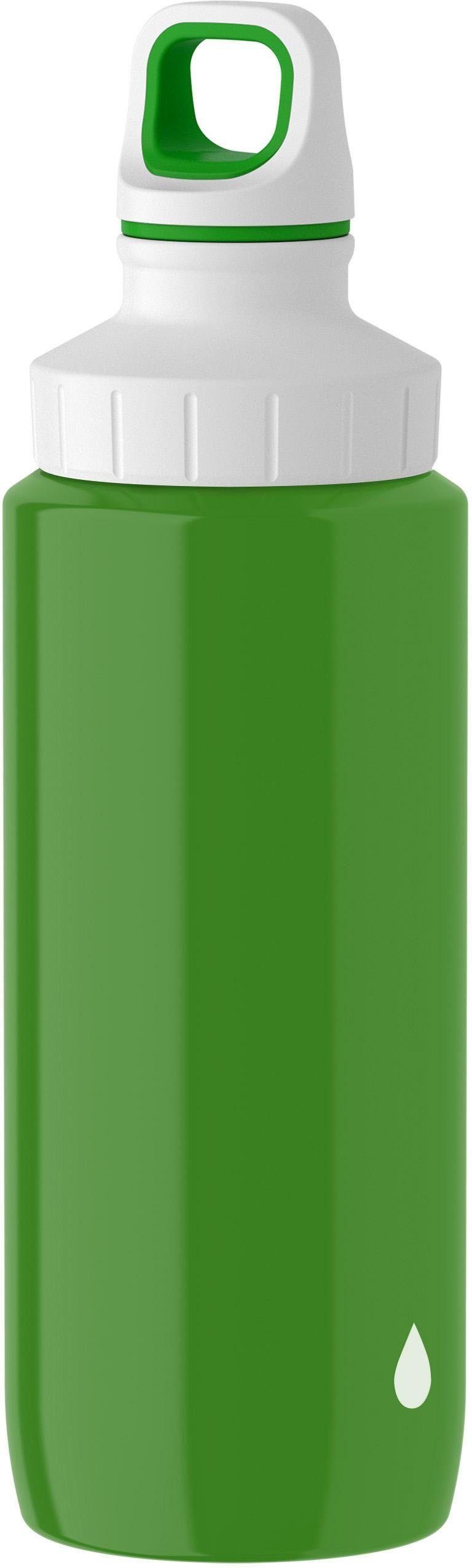 Emsa Trinkflasche Drink2Go Inhalt, 0,6 Lightsteel, Liter Edelstahl grün