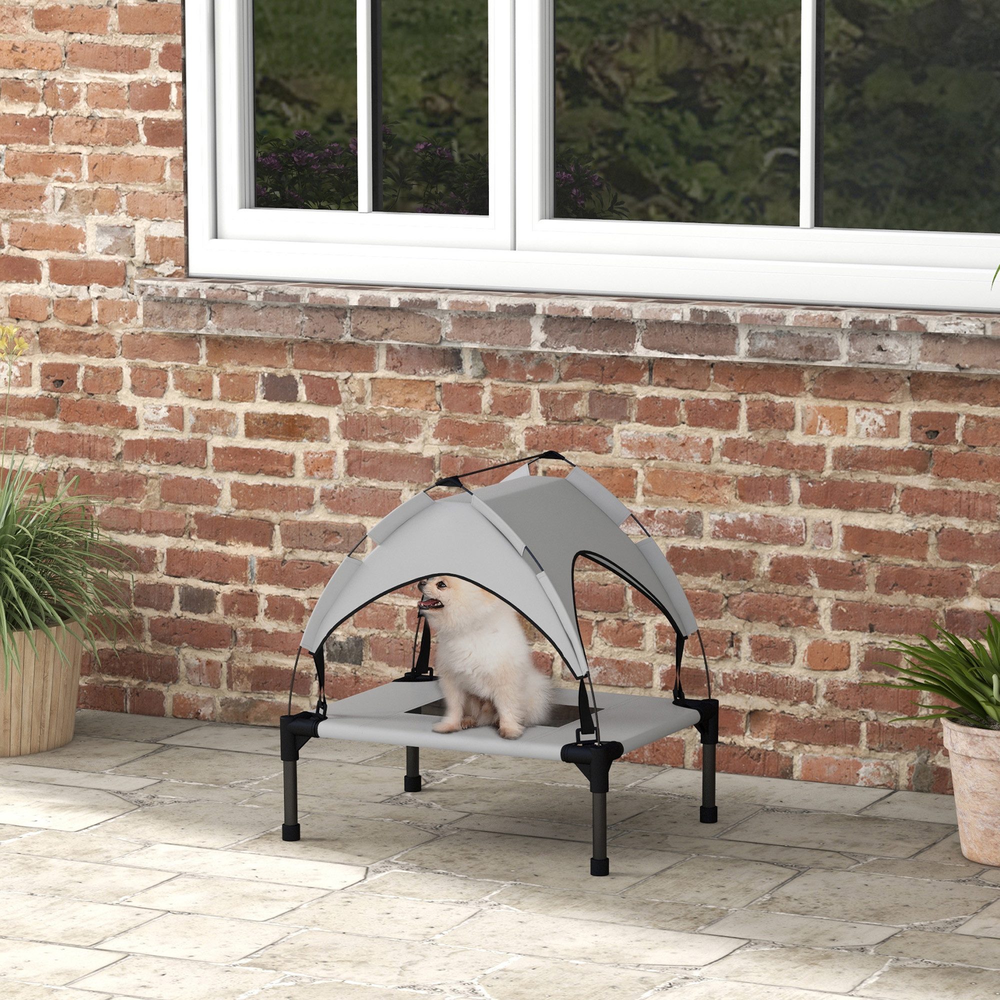 PawHut Tierbett mit Baldachin, Outdoor Hundeliege günstig online kaufen