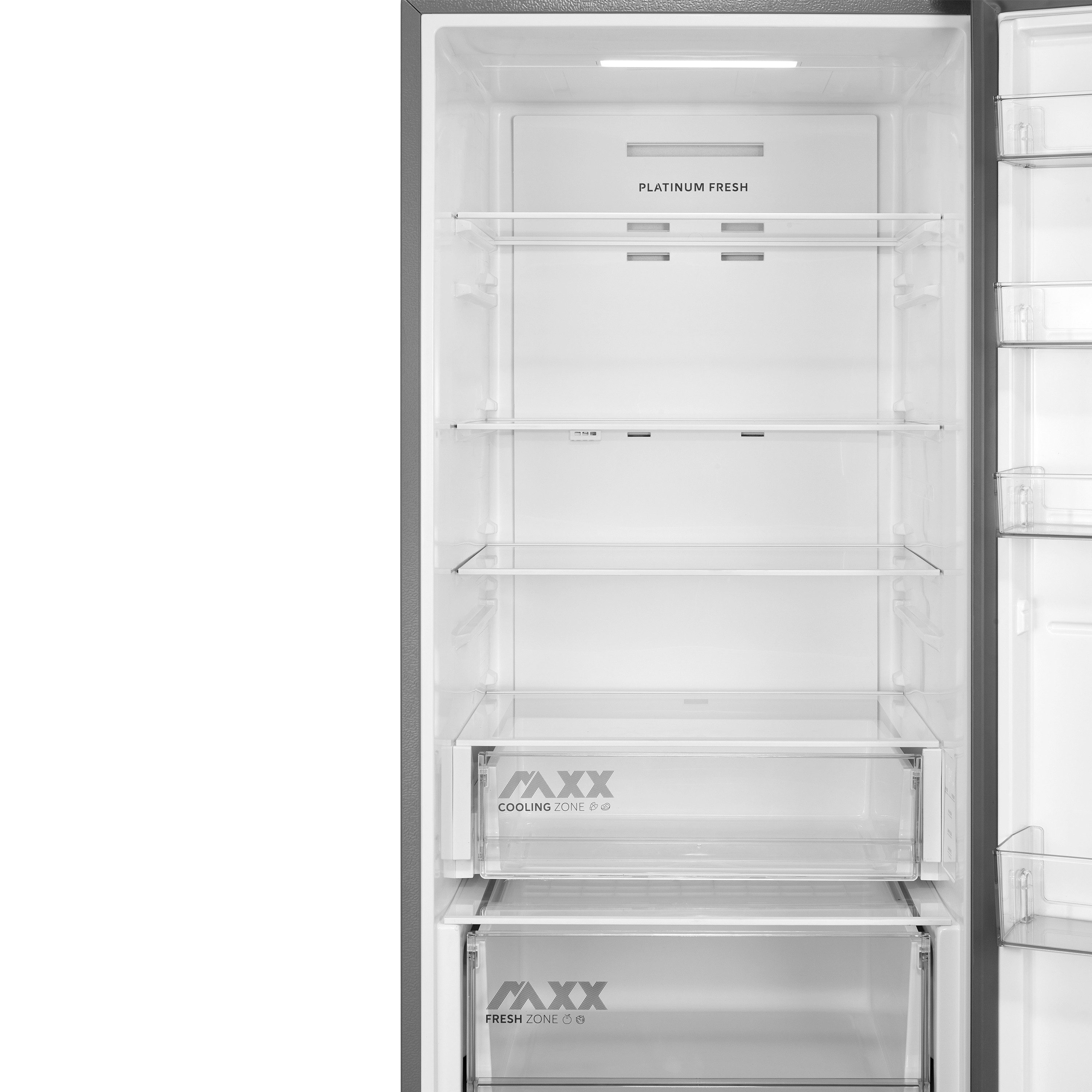 Midea Kühl-/Gefrierkombination SPACE MASTER MERB445MIC46, 201 cm hoch, 59,5 cm breit, Mehr Platz für Frische – mit extra viel Stauraum und NoFrost