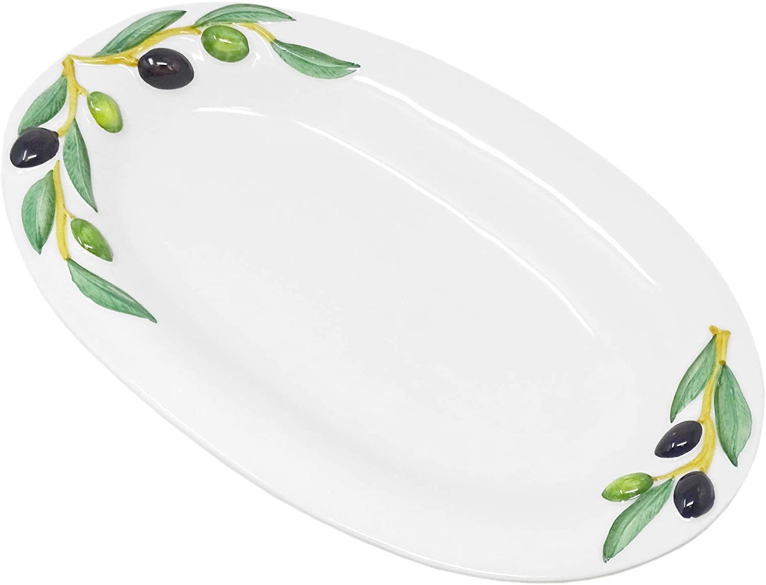 Lashuma Servierplatte Olive, Keramik, (1-tlg., 32 x 19 cm), Ovaler Salatteller zum Servieren