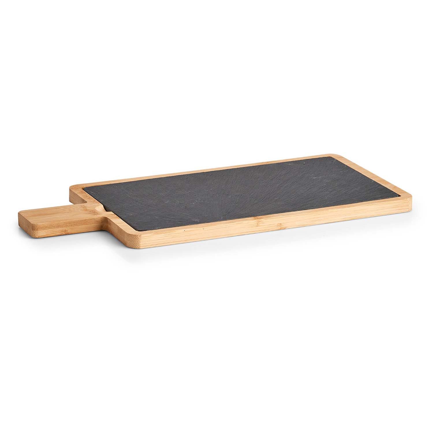 Zeller Present Servierbrett 6 Servierplatten, Schiefer mit Bambusbrett - 40 x 19cm, Schiefer, (Set, 6-St., 6x Servierplatten), Schieferplatte herausnehmbar