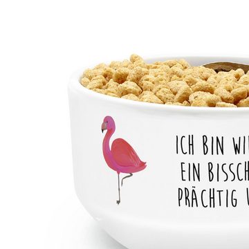 Mr. & Mrs. Panda Müslischale Flamingo Classic - Weiß - Geschenk, Schüssel, ich, Dessertschüssel, M, Keramik, (1-tlg), Multifunktional