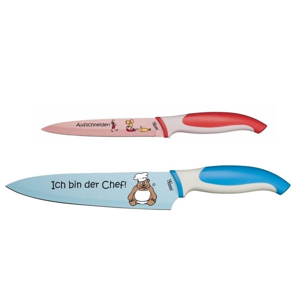 Genius Messerblock Genius Cartoon-Messer Set 2-tlg. Küchenmesser Kochmesser u.