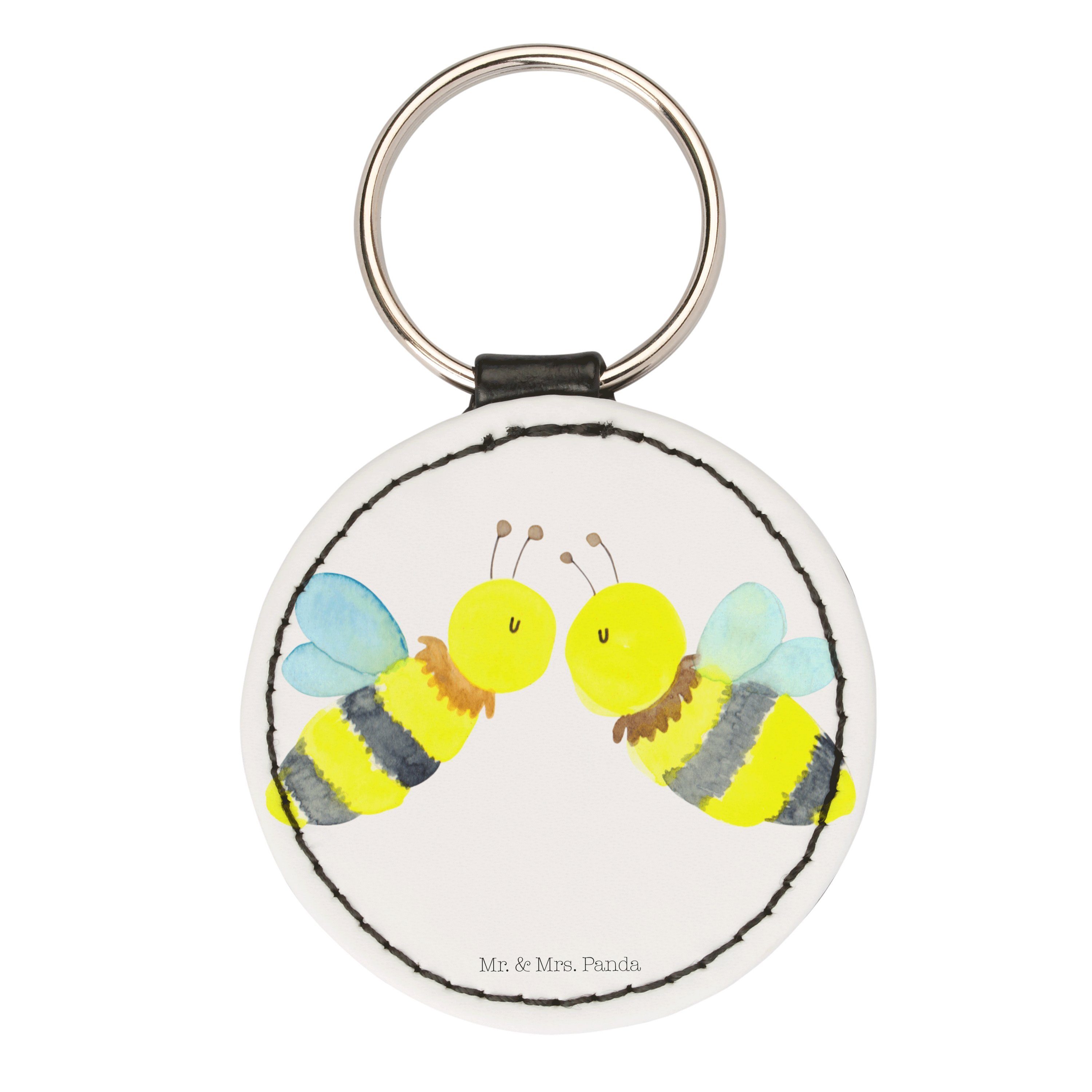 Mr. & Mrs. Panda Schlüsselanhänger Biene Liebe - Weiß - Geschenk, Anhänger, Wespe, Hummel, Taschenanhäng (1-tlg)