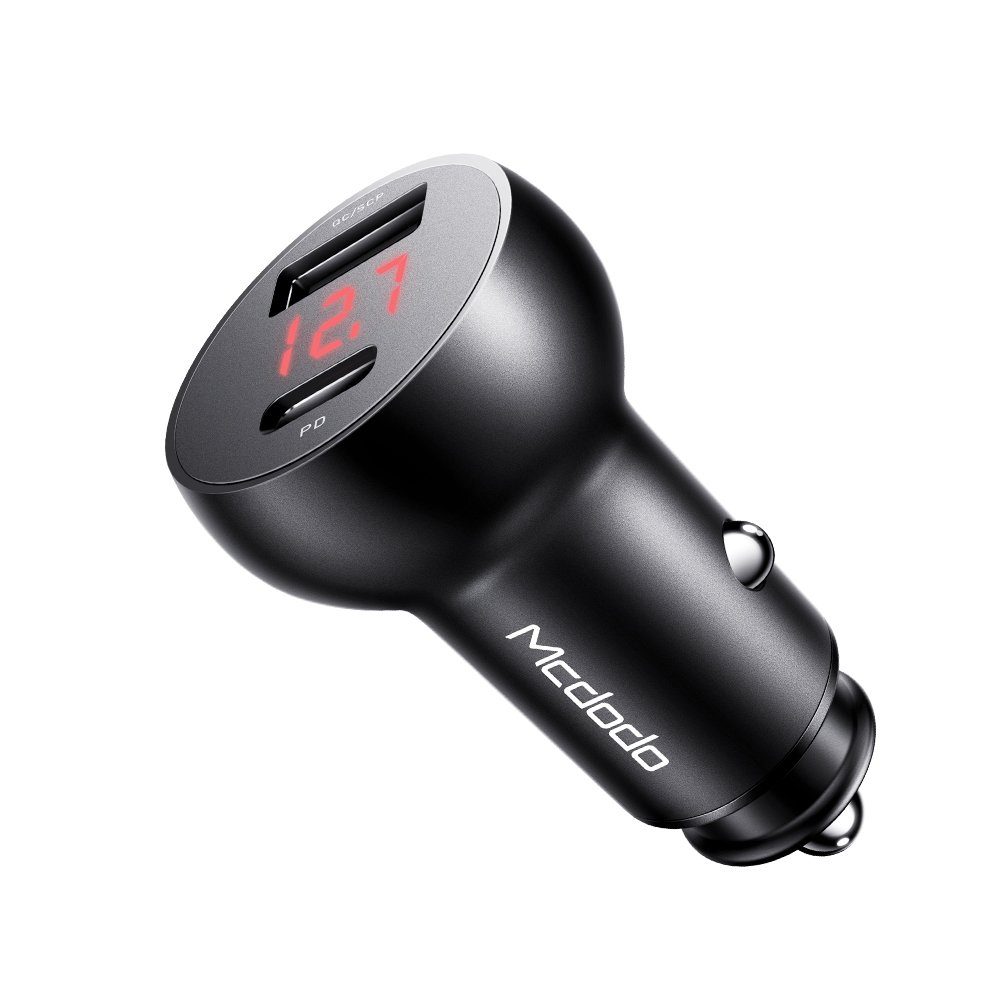 mcdodo KFZ Autoladegerät Quick Charge USB 2xUSB Typ-C 30W LED Schwarz KFZ Adapter