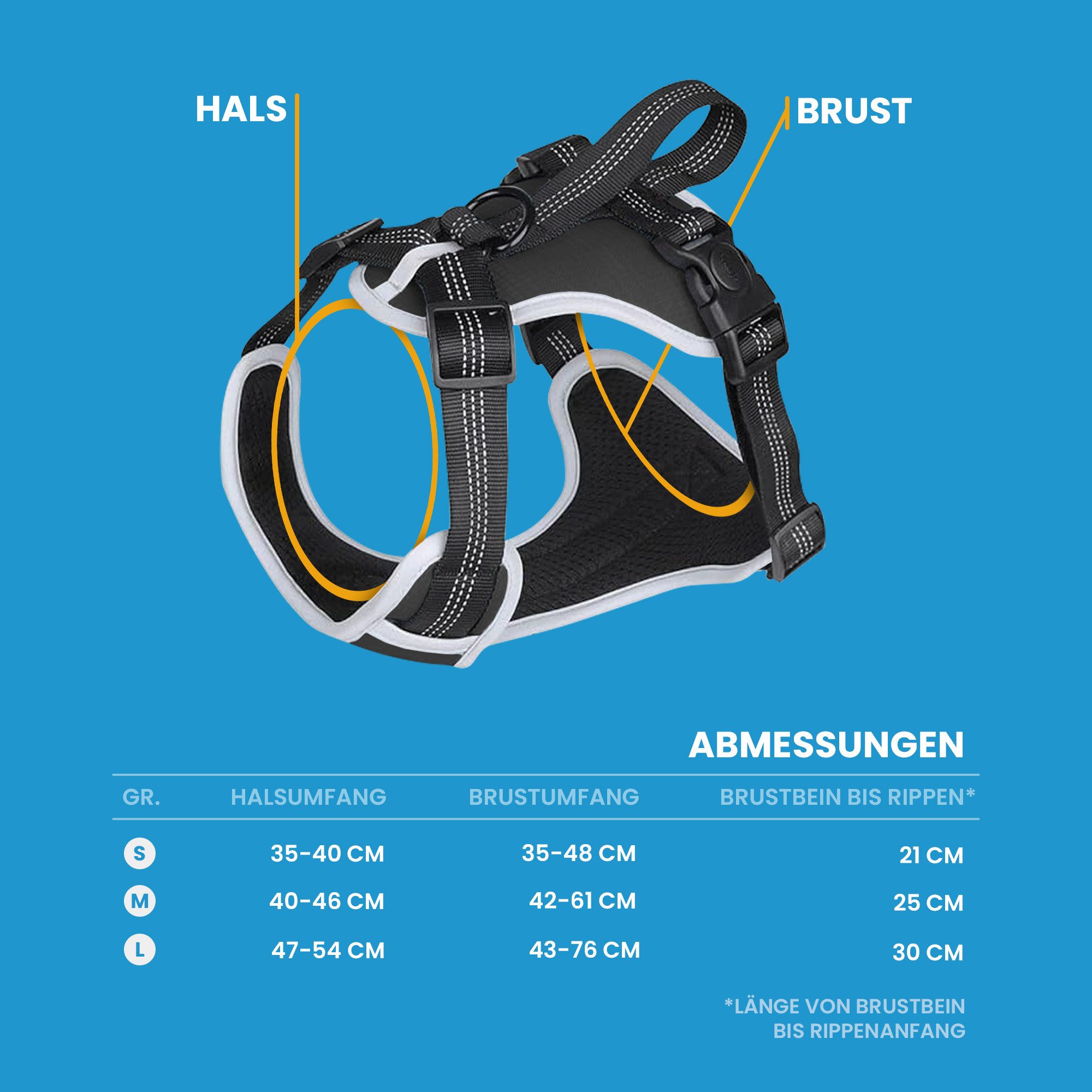 Bestlivings Hunde-Geschirr Favvity Pet Brustgeschirr für kleine bis große Hunde, Gepolstert Reflektierend Anti Zug Atmungsaktives Geschirr Halsband