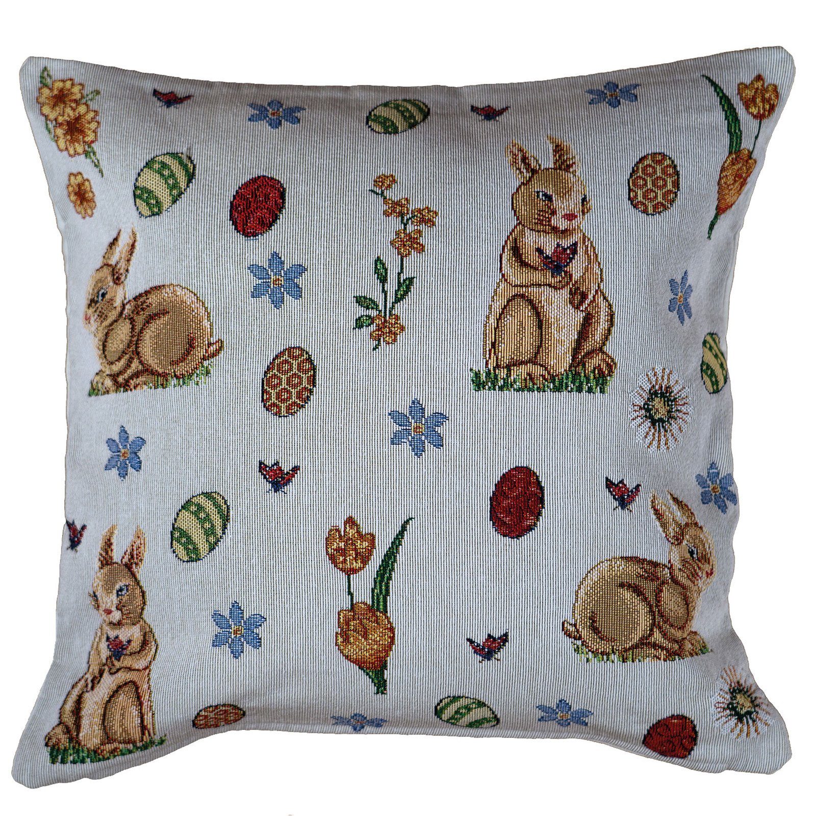 heimtexland Platzset Gobelin Tischdeko Osterdeko Tischset Deko Kissen, (1-St., Typ884), Kissenhülle 40x40 cm Ostern Hasen Ostereier