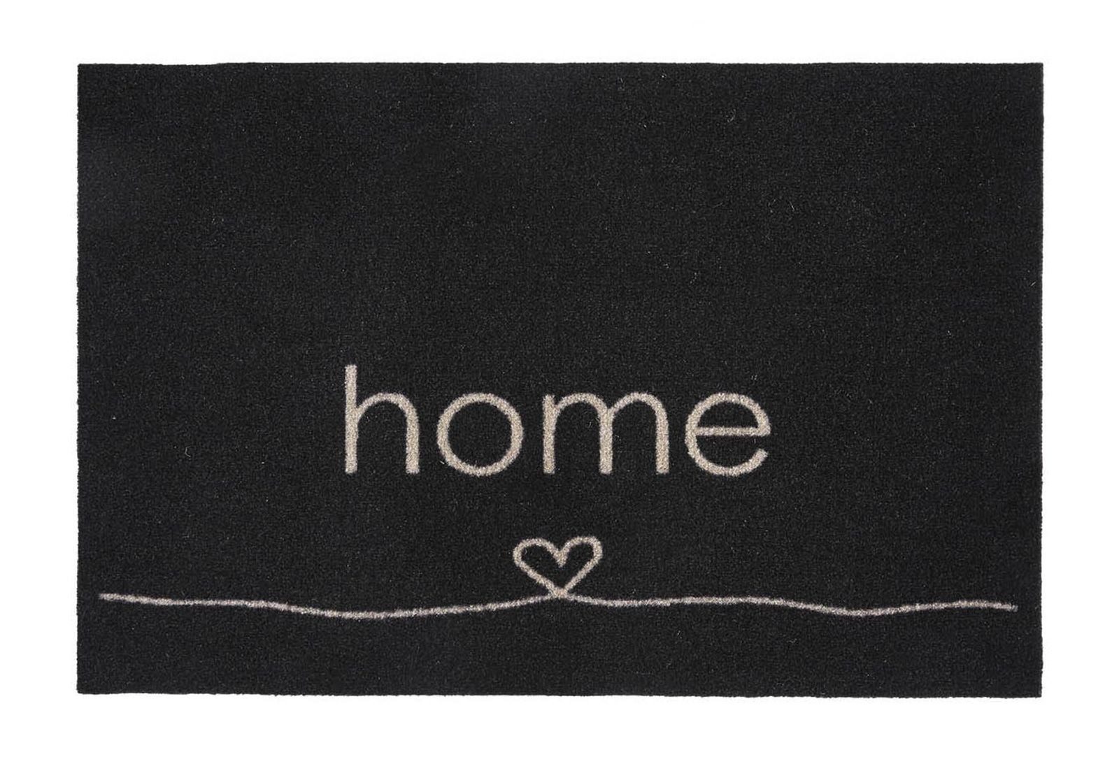 MD Entree Fußmatte Impression Schmutzfangmatte Eingangsmatte Innenbereich, rechteckig, Höhe: 5 mm, bei 30° waschbar, anti-rutsch, 40 x 60 cm, Home Heart, schwarz