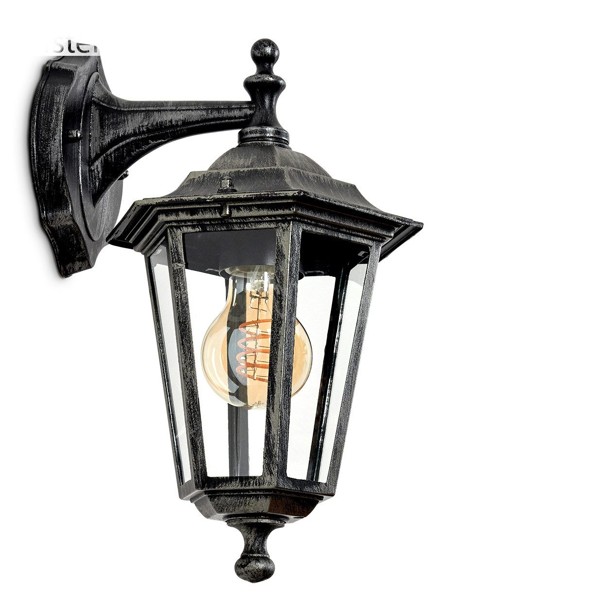 hofstein Außen-Wandleuchte Wandlampe abwärts aus Metall/Glas in Schwarz/Gra günstig online kaufen