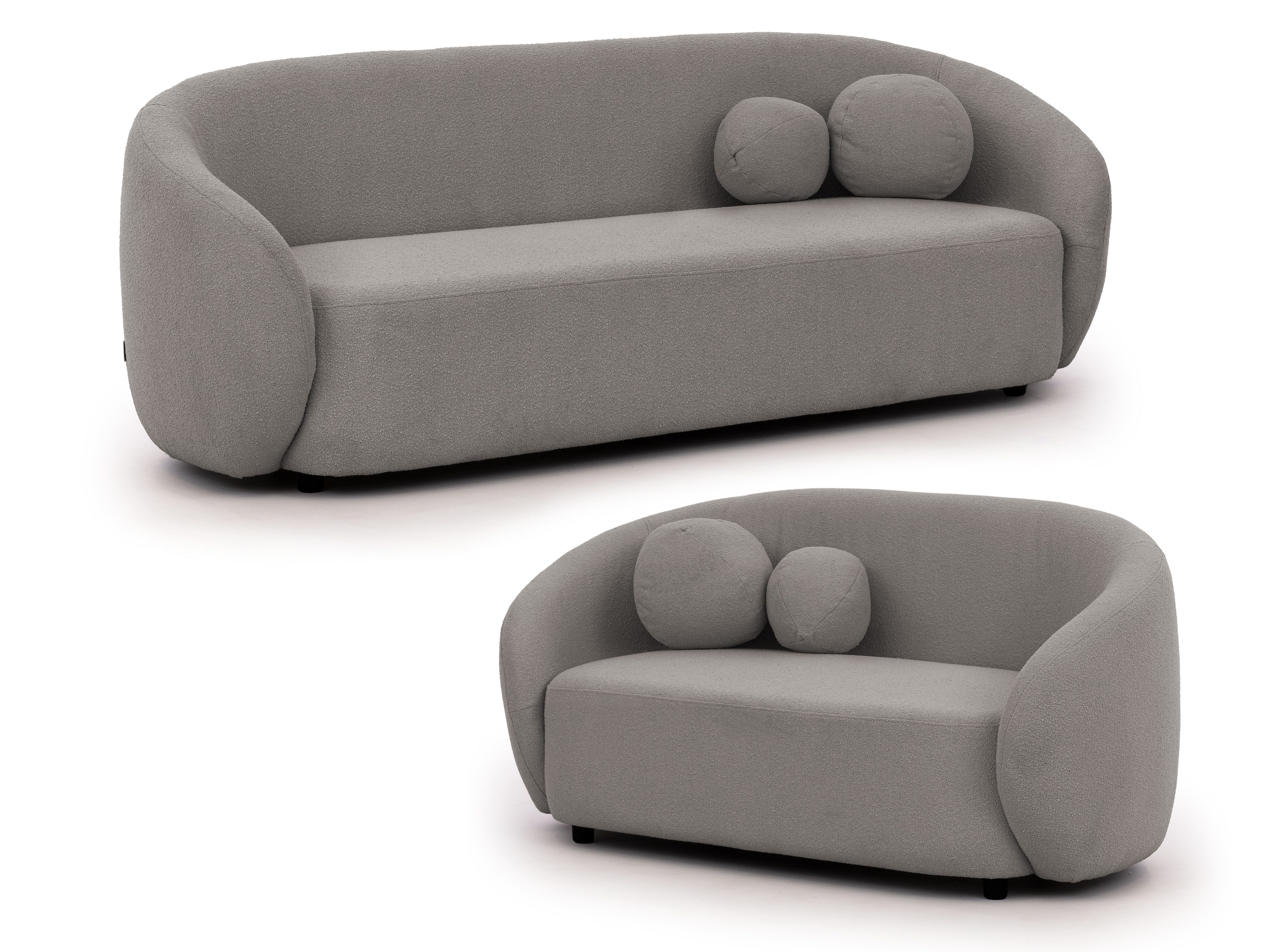S-Style Möbel Polstergarnitur 3+2 Roundi, Bouclé, günstig online kaufen