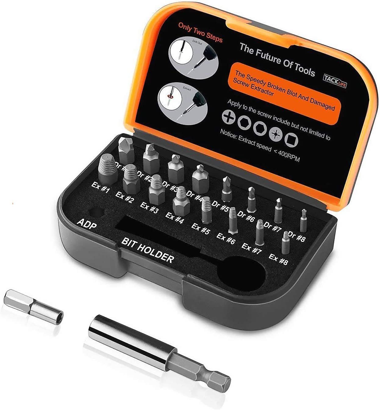 TACKLIFE Bit-Schraubendreher Bit-Schraubenausdreher, Beschädigte Schraube Extraktor Kit