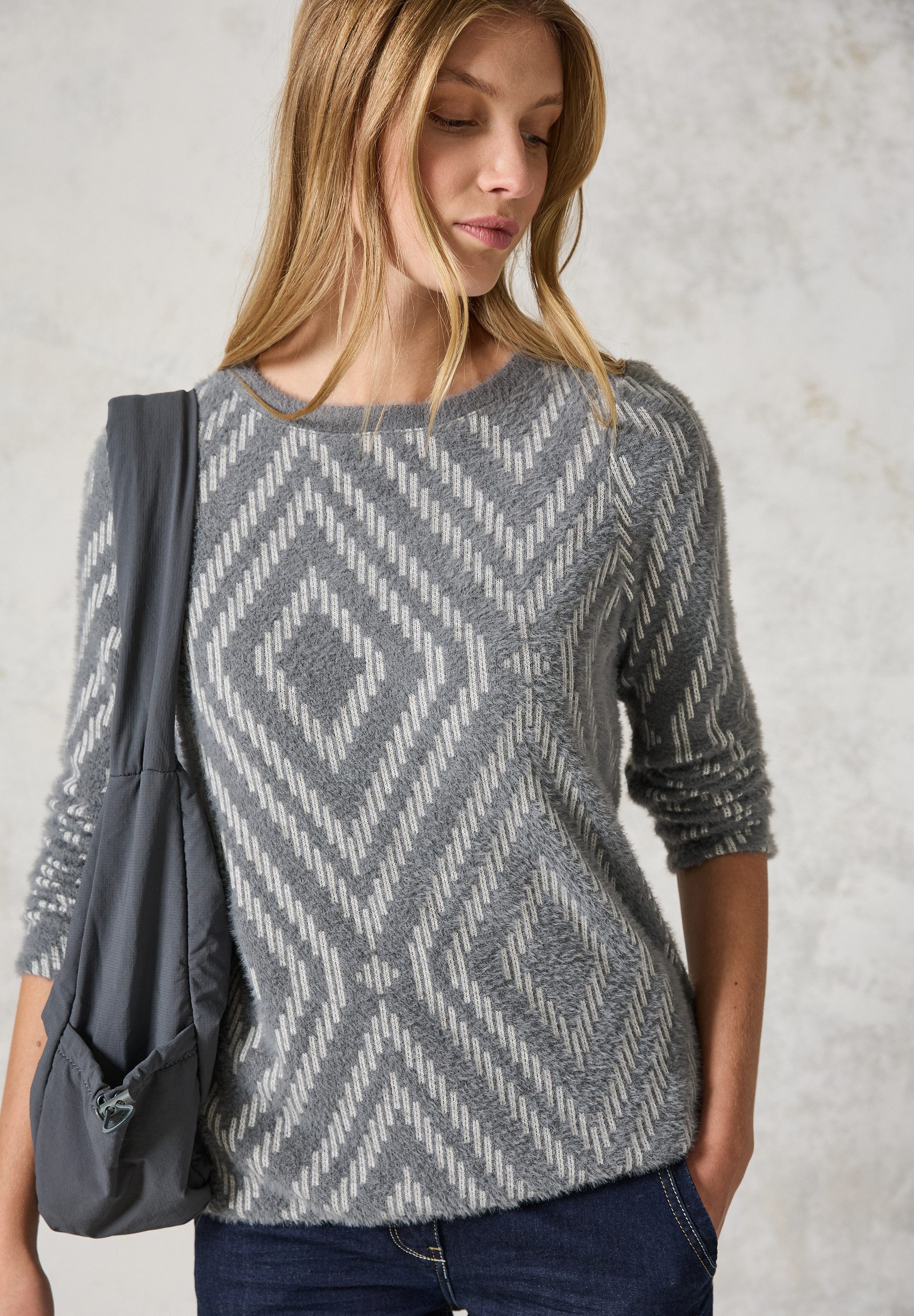 CECIL Langarmshirt Jacquard