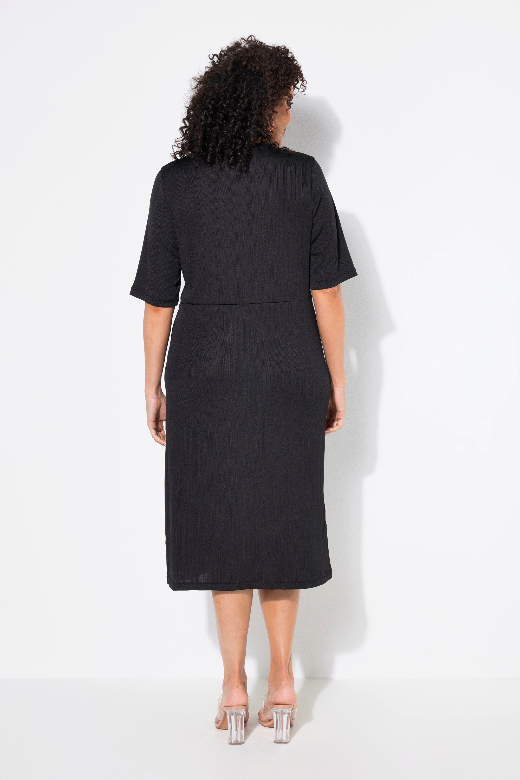 Ulla Popken Jerseykleid Jerseykleid drapiert V-Ausschnitt Halbarm