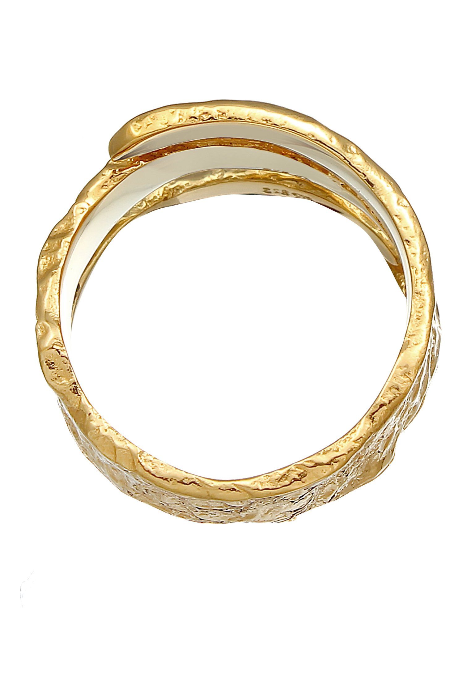 Kuzzoi Silberring Bandring 925 Gold Used Silber Struktur Look