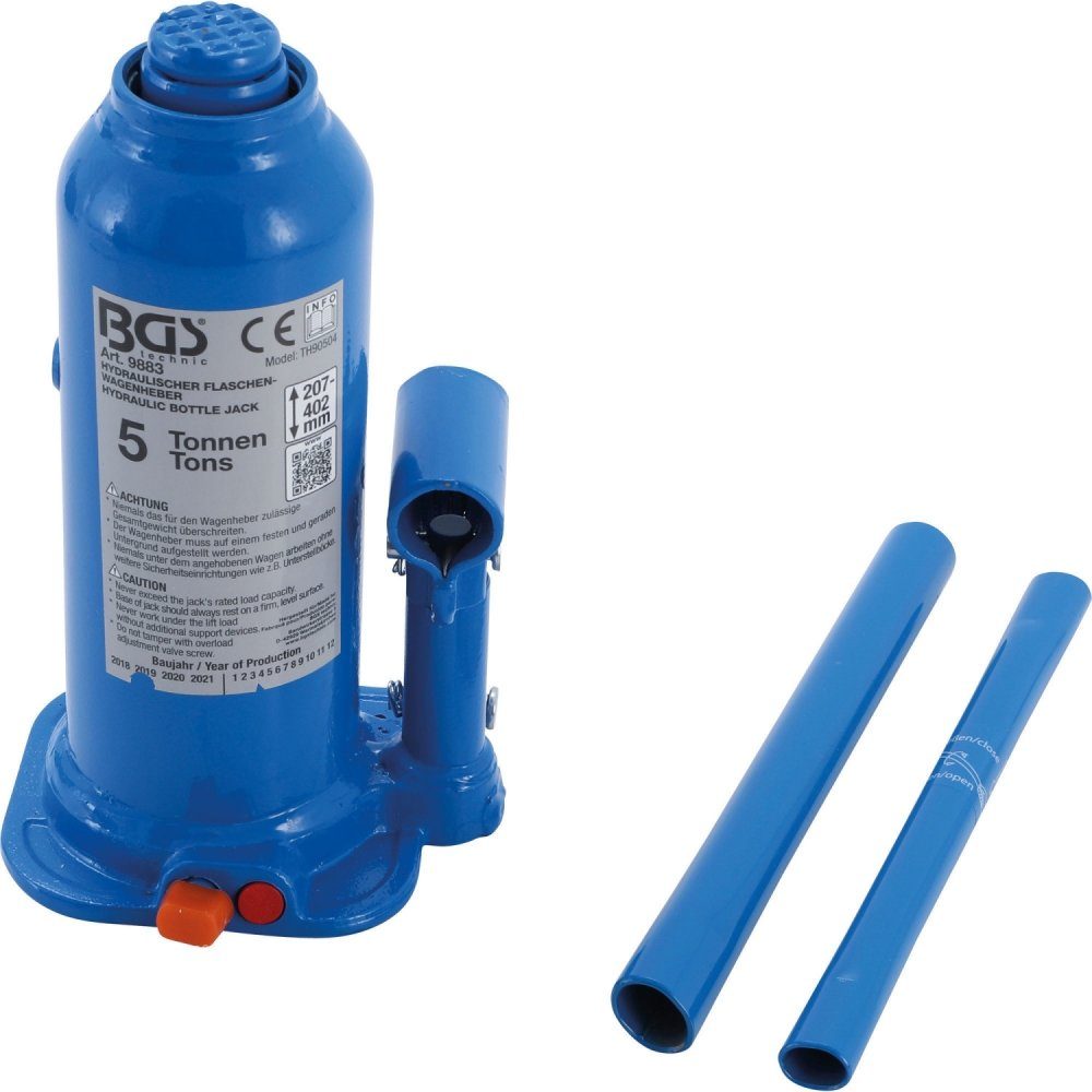 BGS technic BGS Hydraulikheber technic 9883 - 5 t Hydraulischer Flaschen-Wagenheber - blau