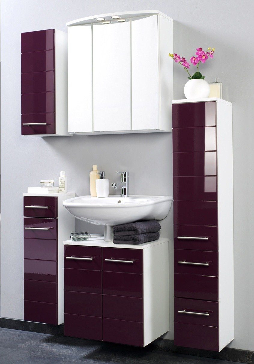 welltime Midischrank "Porto" Breite 50 cm, mit hochglänzenden Fronten günstig online kaufen