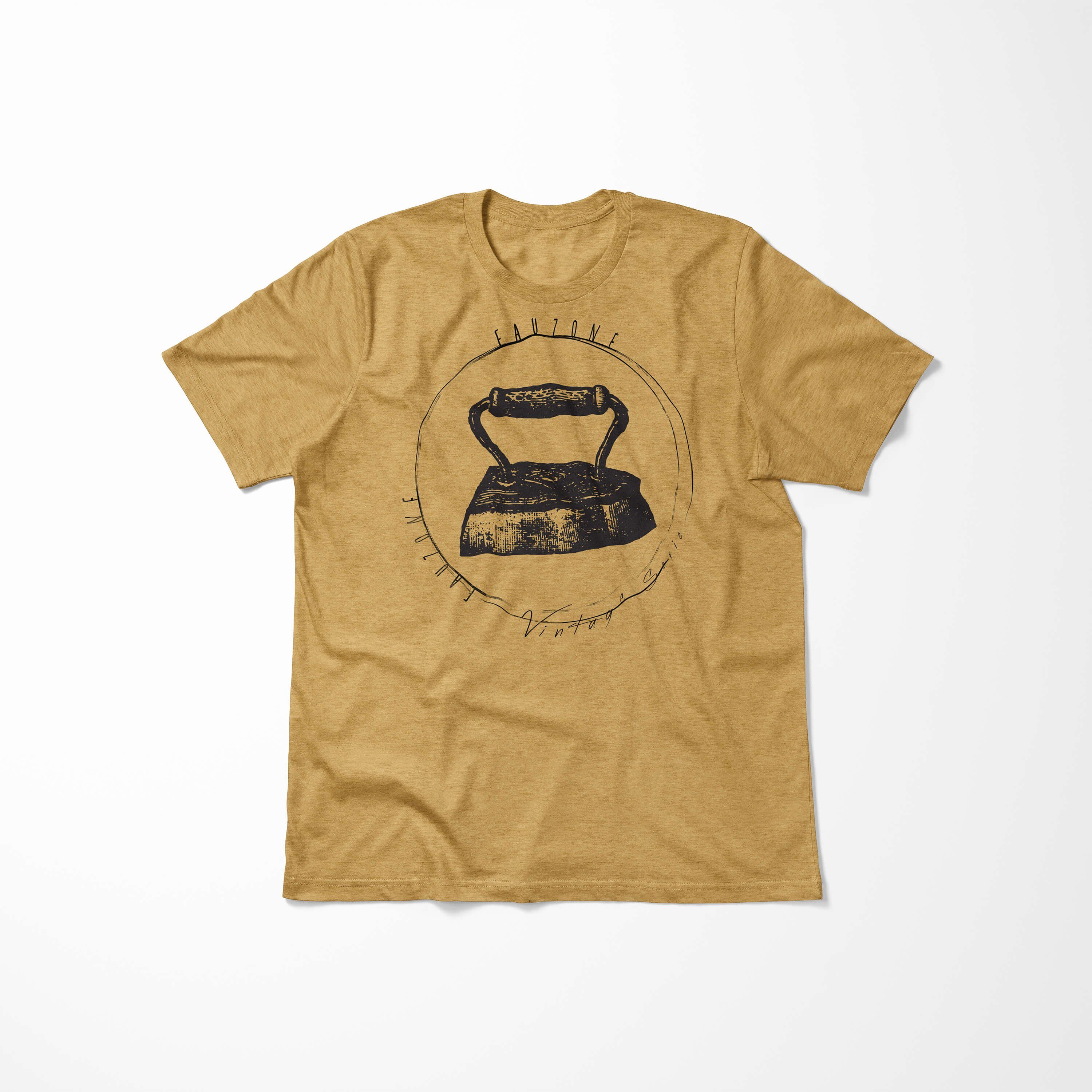 Bügeleisen Herren Art T-Shirt Antique Sinus T-Shirt Gold Vintage