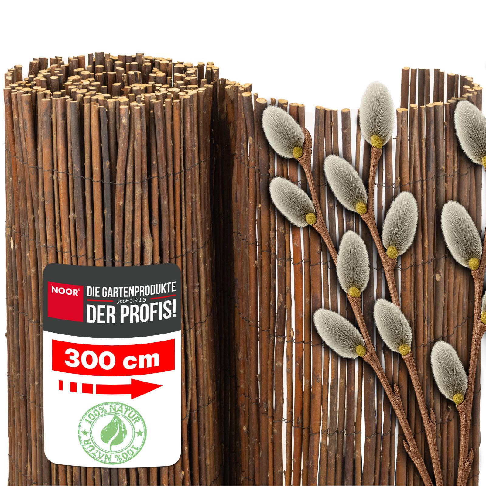NOOR Sichtschutzzaunmatten Weidenmatte DELUXE, aus Weidenzweigen - natürlicher Sichtschutz für Balkon, Terrasse